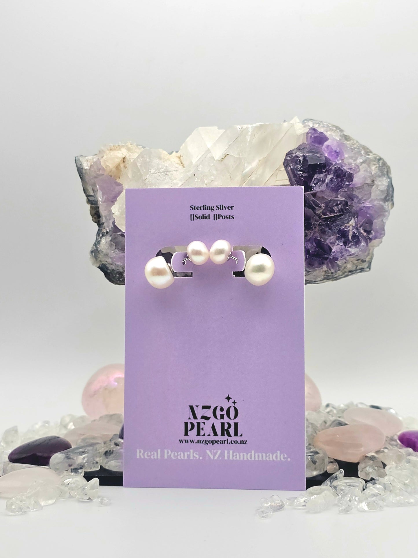 Double Pearl Illusion Stud Earrings