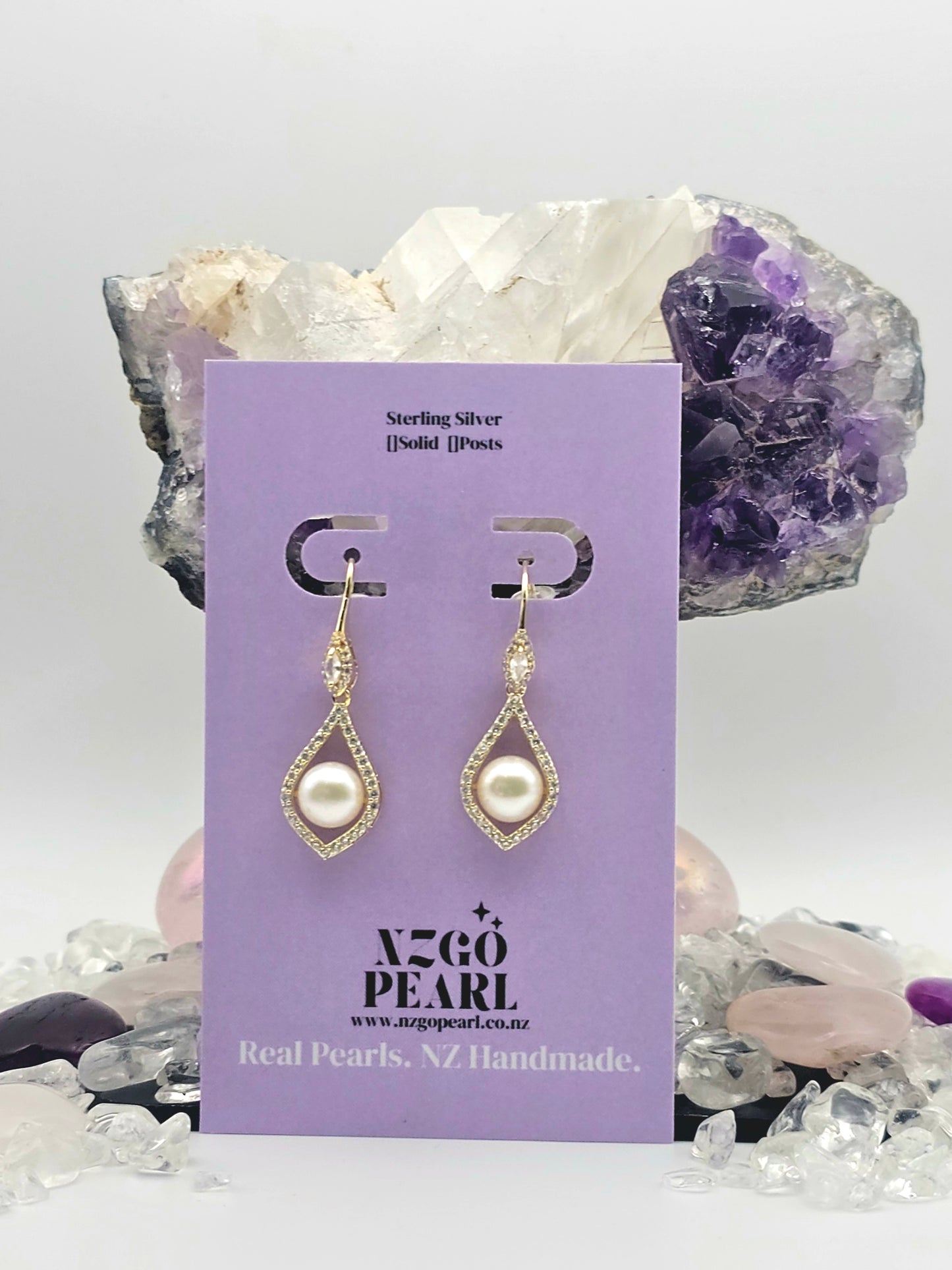 Elegant Pearl Frame Drop Earrings