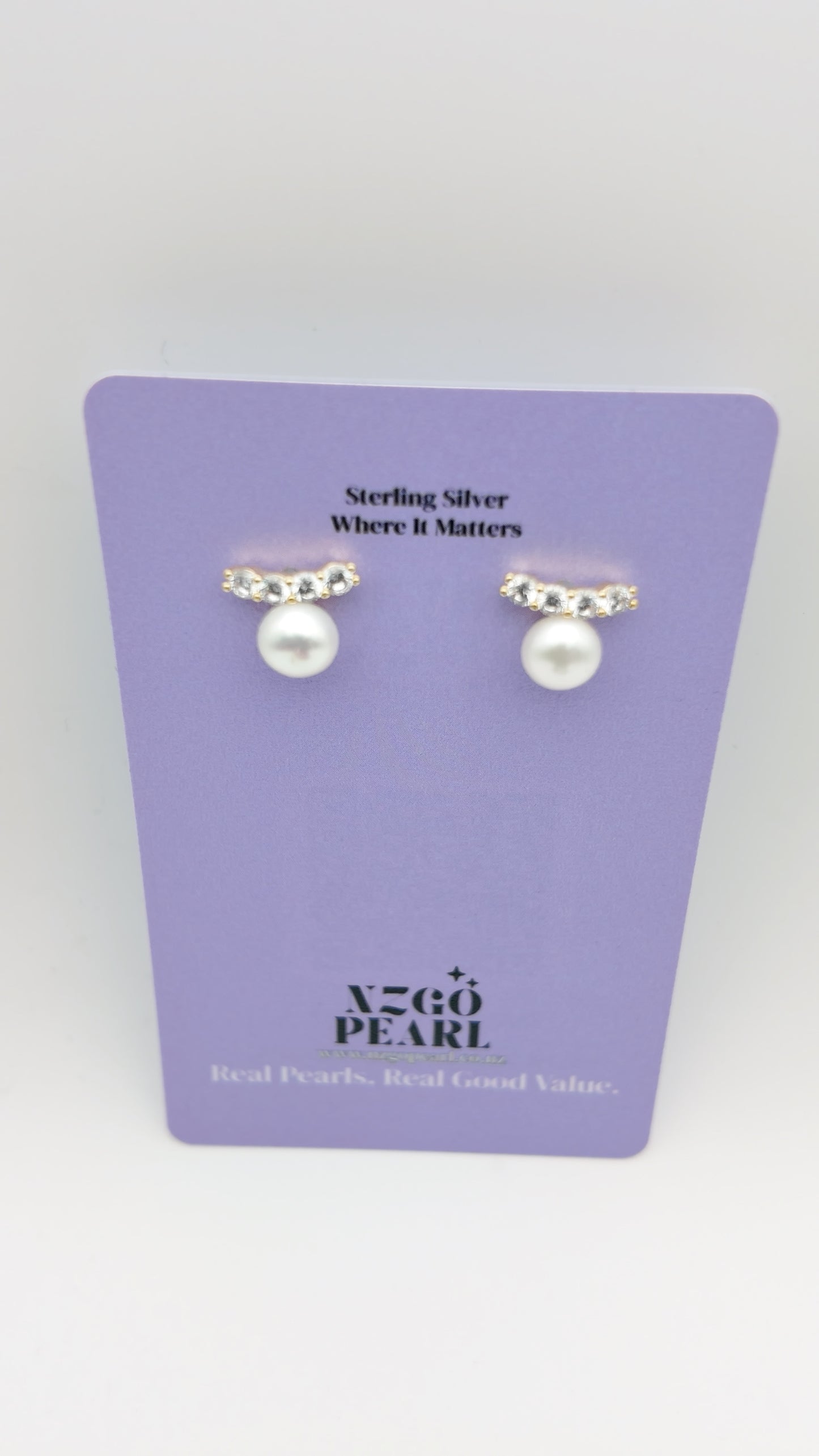 Organic Branch Pearl Studs - Gold