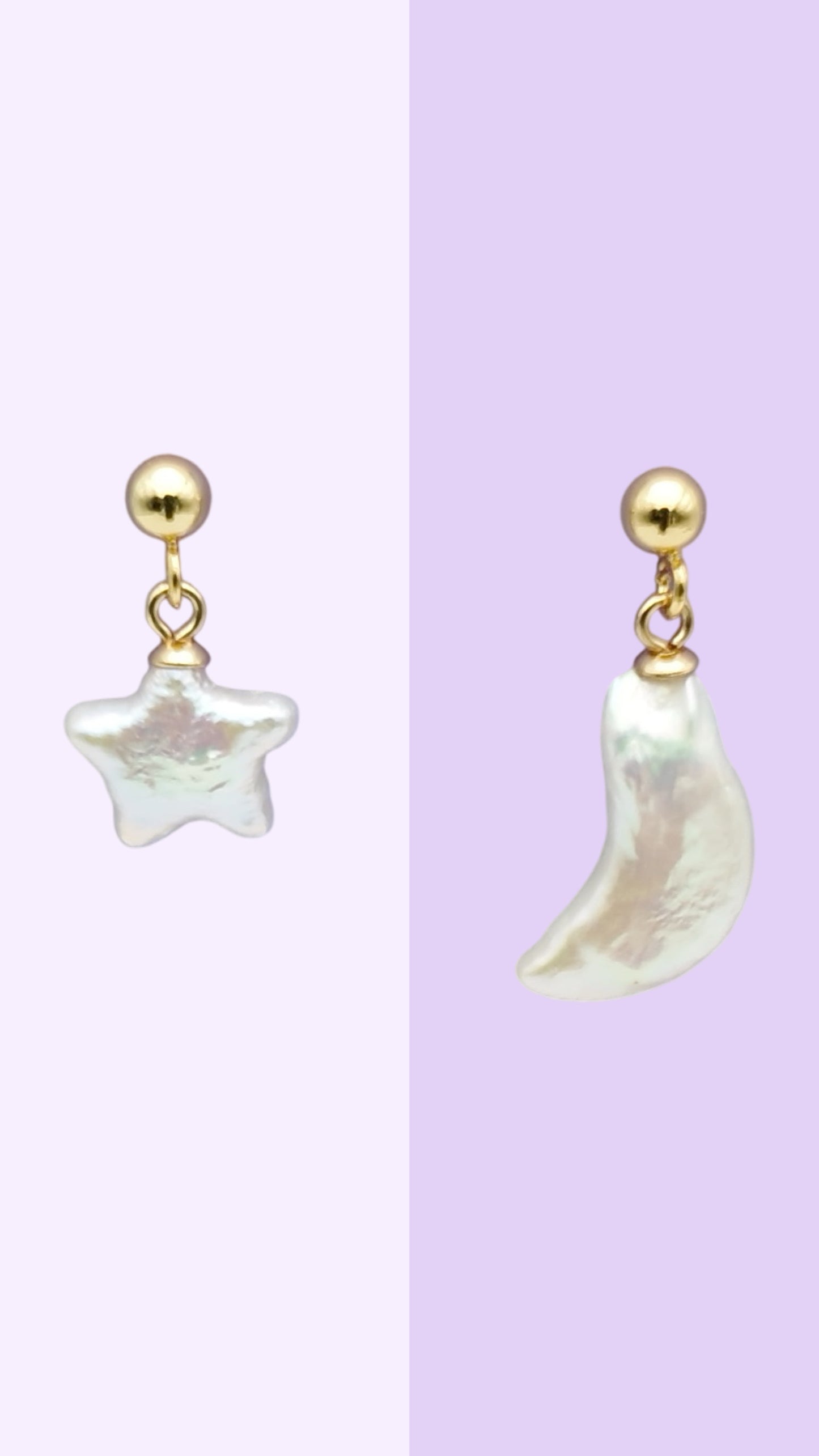 Star & Moon Baroque Pearl Earrings