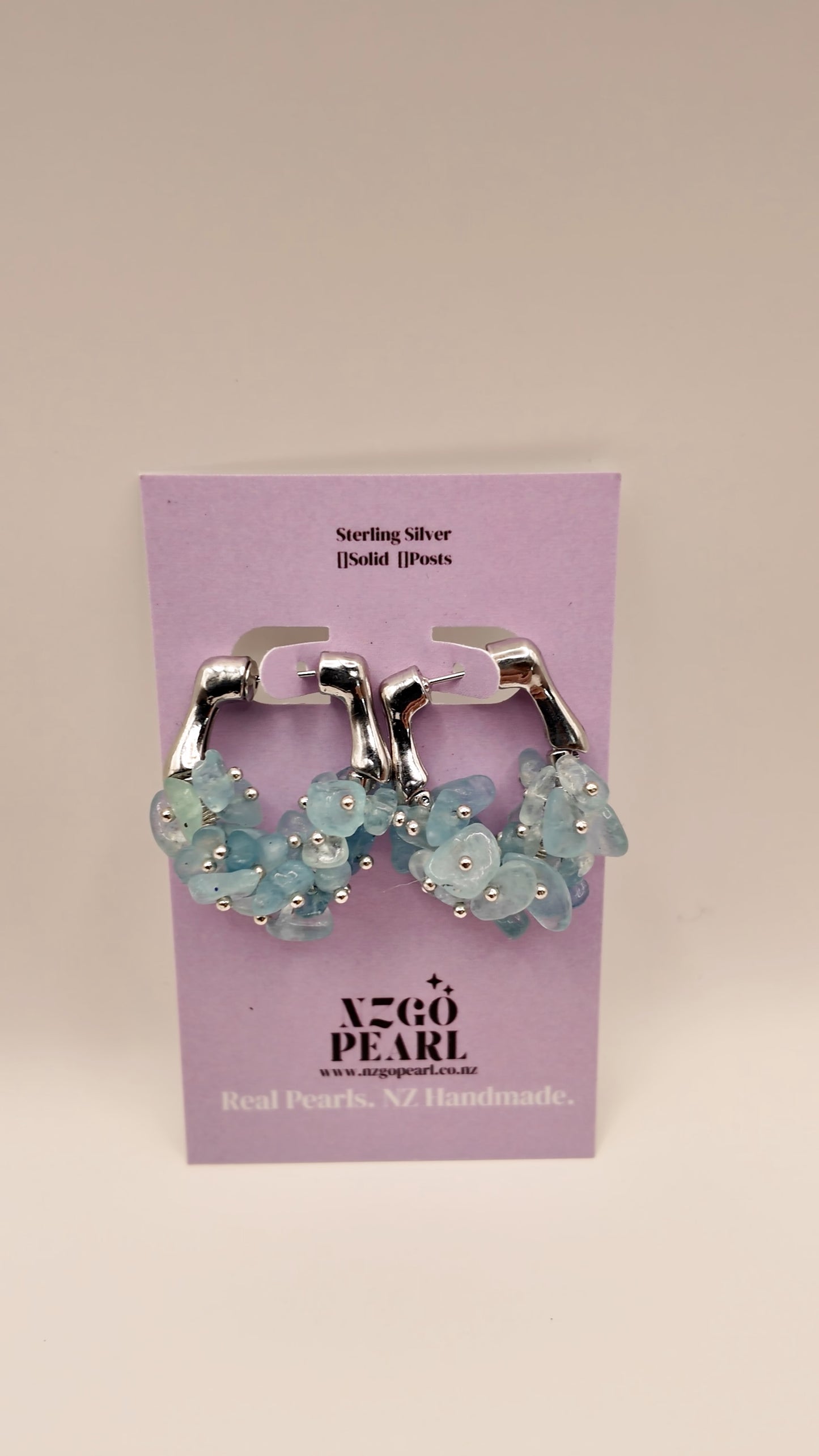 Aquamarine Chip Hoop Earrings