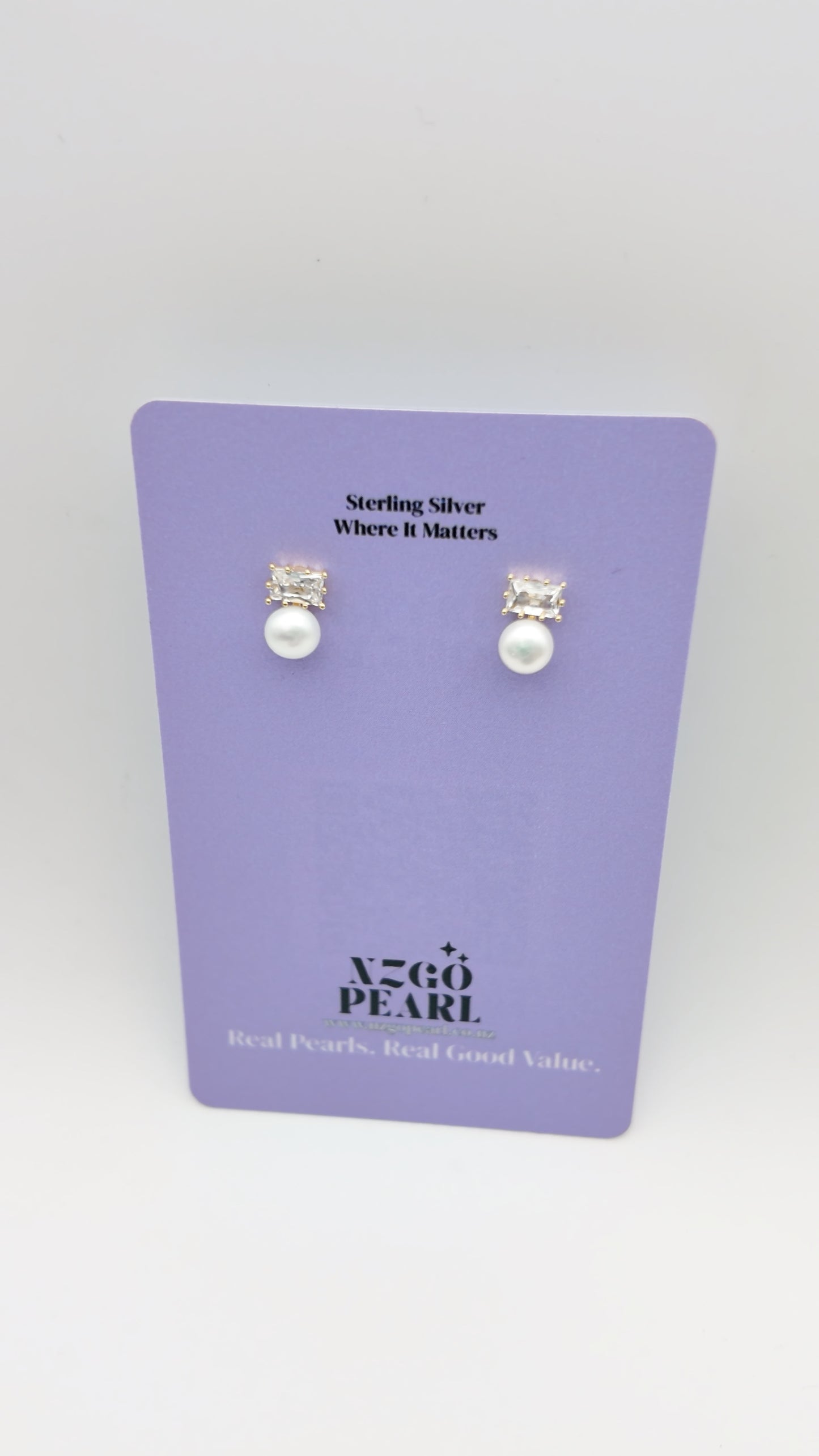 Rectangle Crystal & Pearl Studs