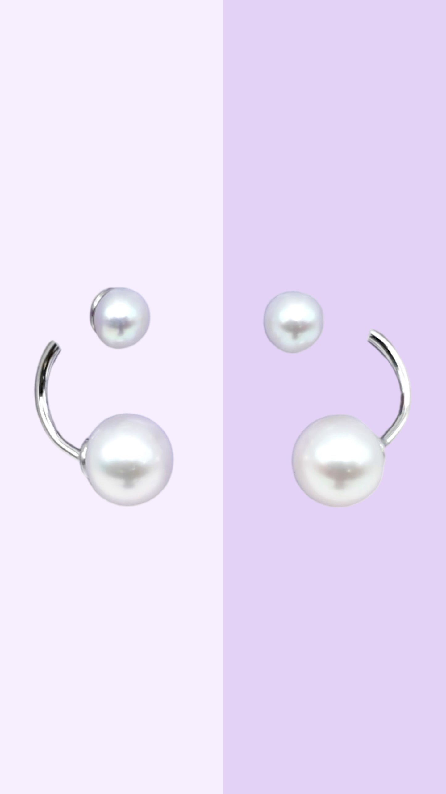 Double Pearl Curve Stud Earrings