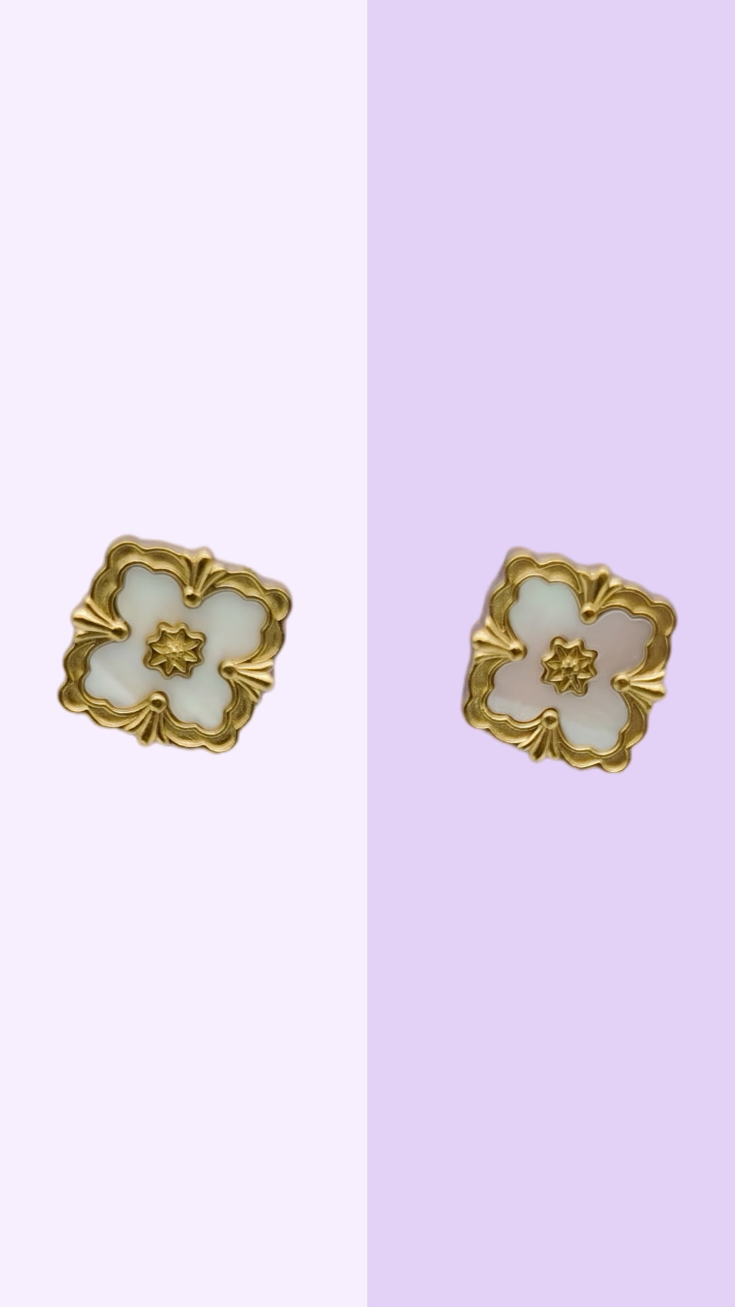 Vintage Clover Mother of Pearl Stud Earrings (Gold & Silver)