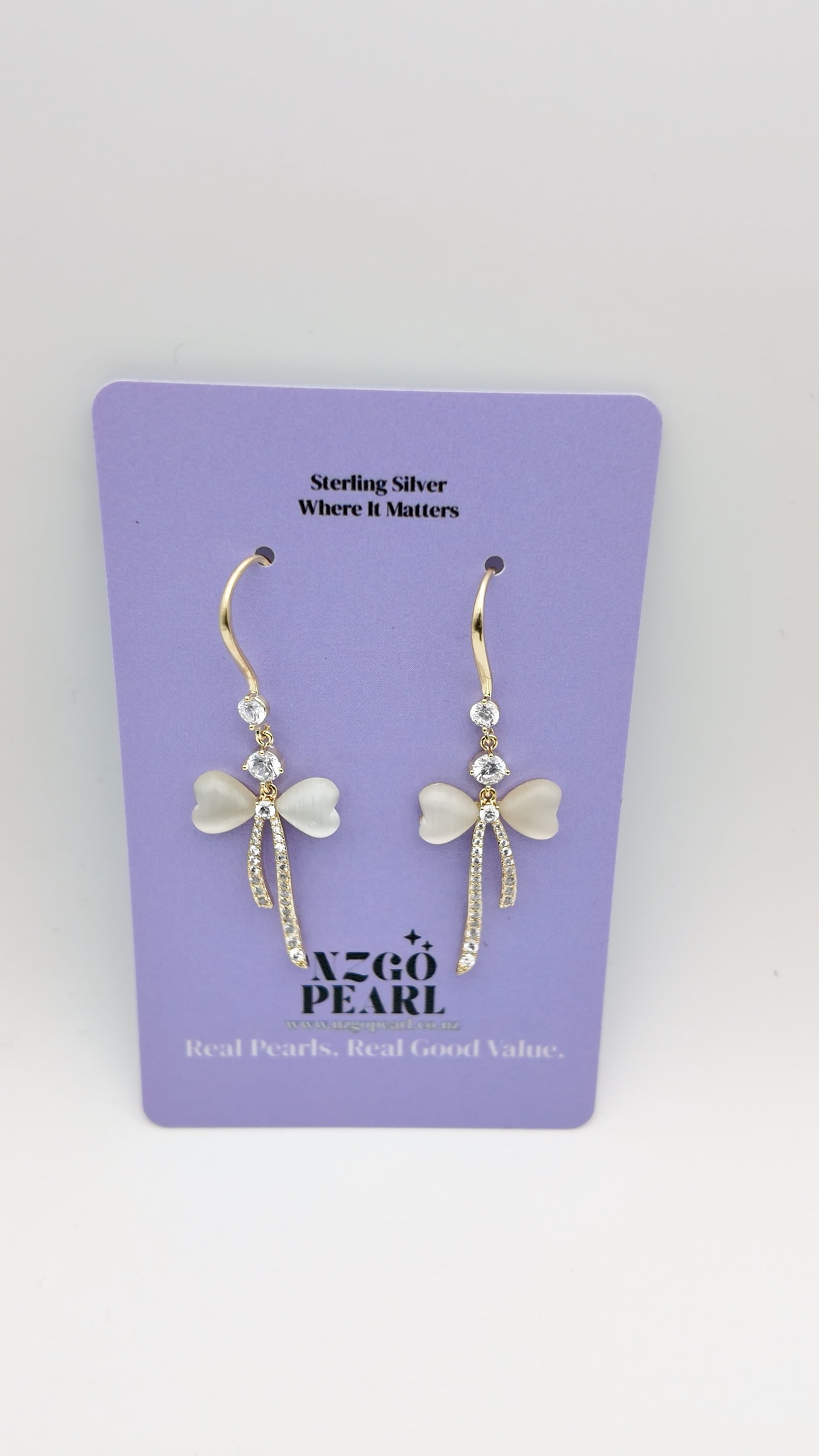 Mother-of-Pearl Bow Drop Earrings