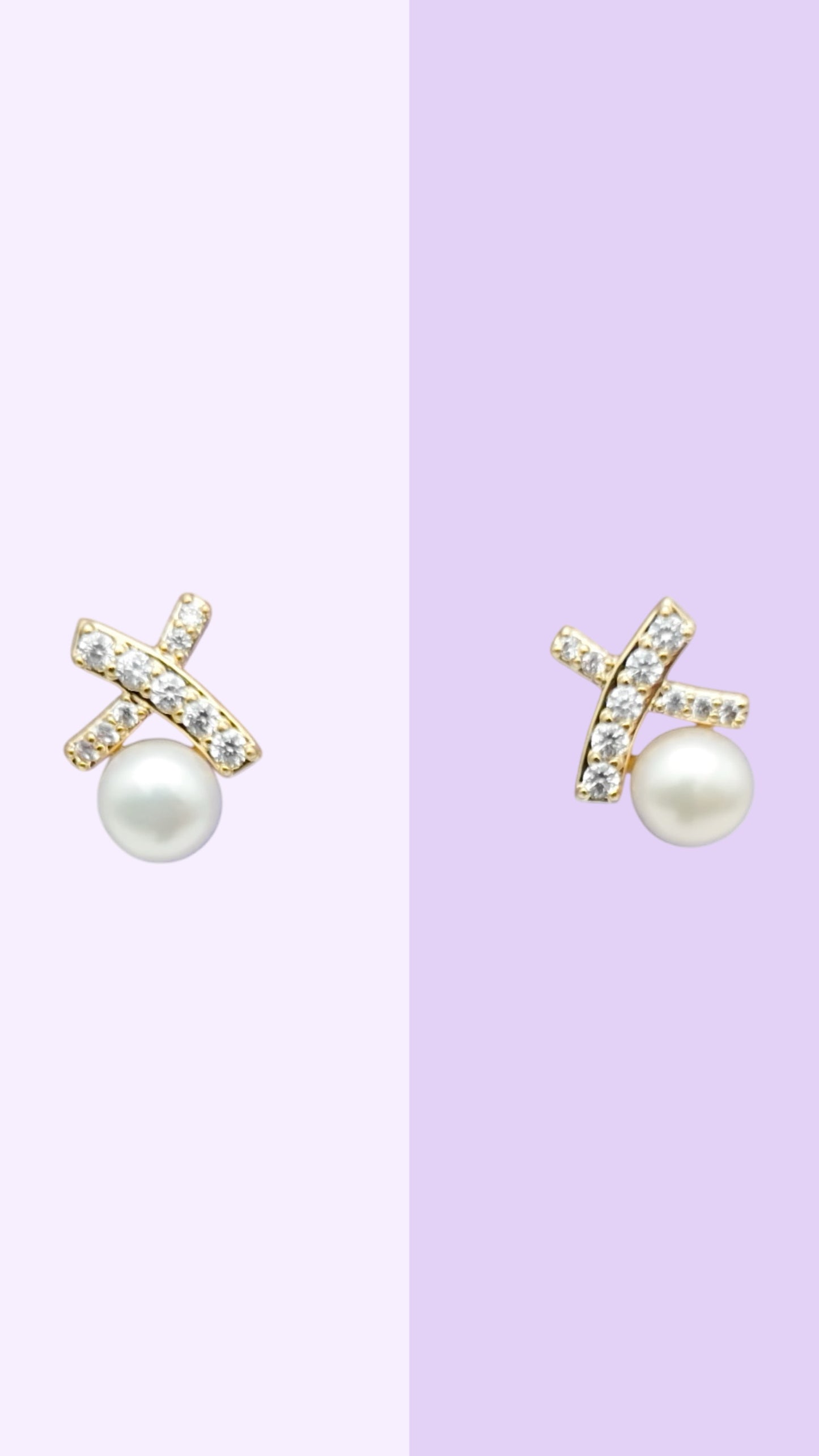 Crosslight Pearl Stud Earrings