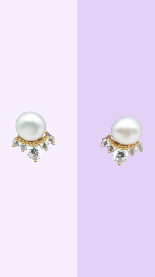 Mini Crown Pearl Studs