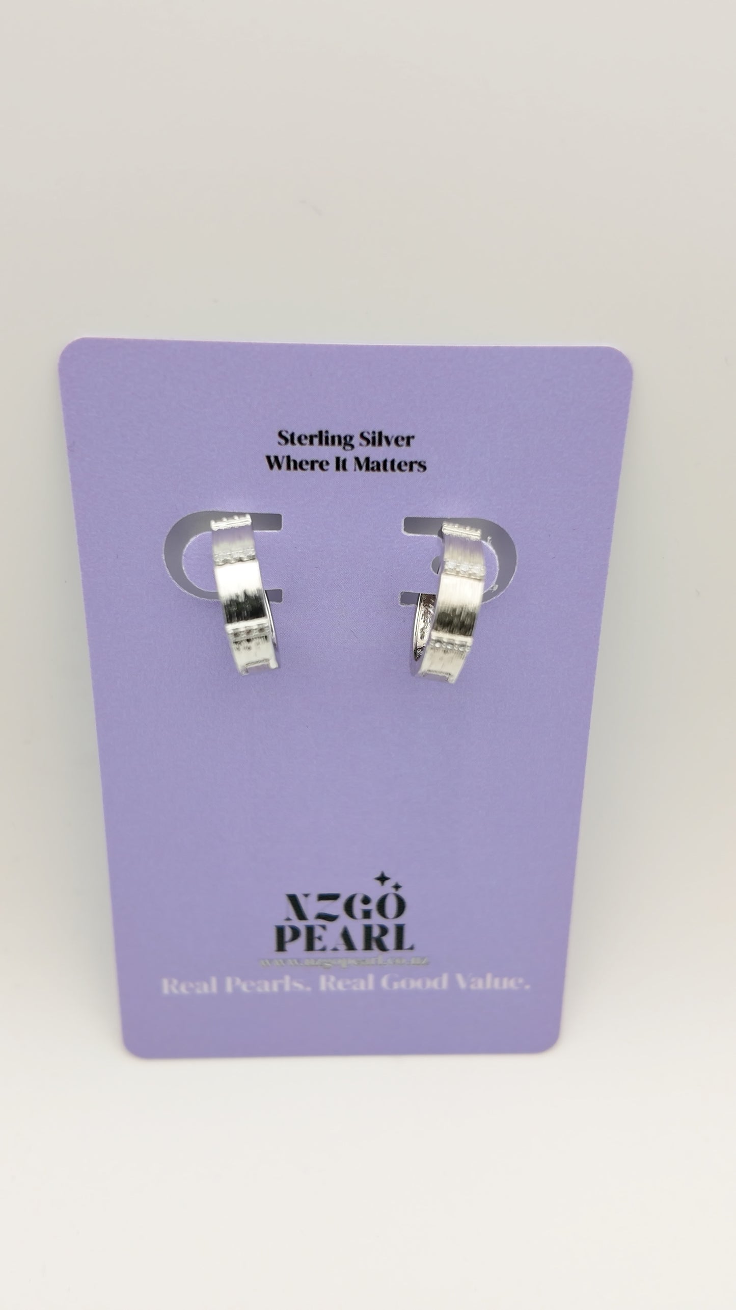 Silver Textured Mini Hoops – Brushed Finish