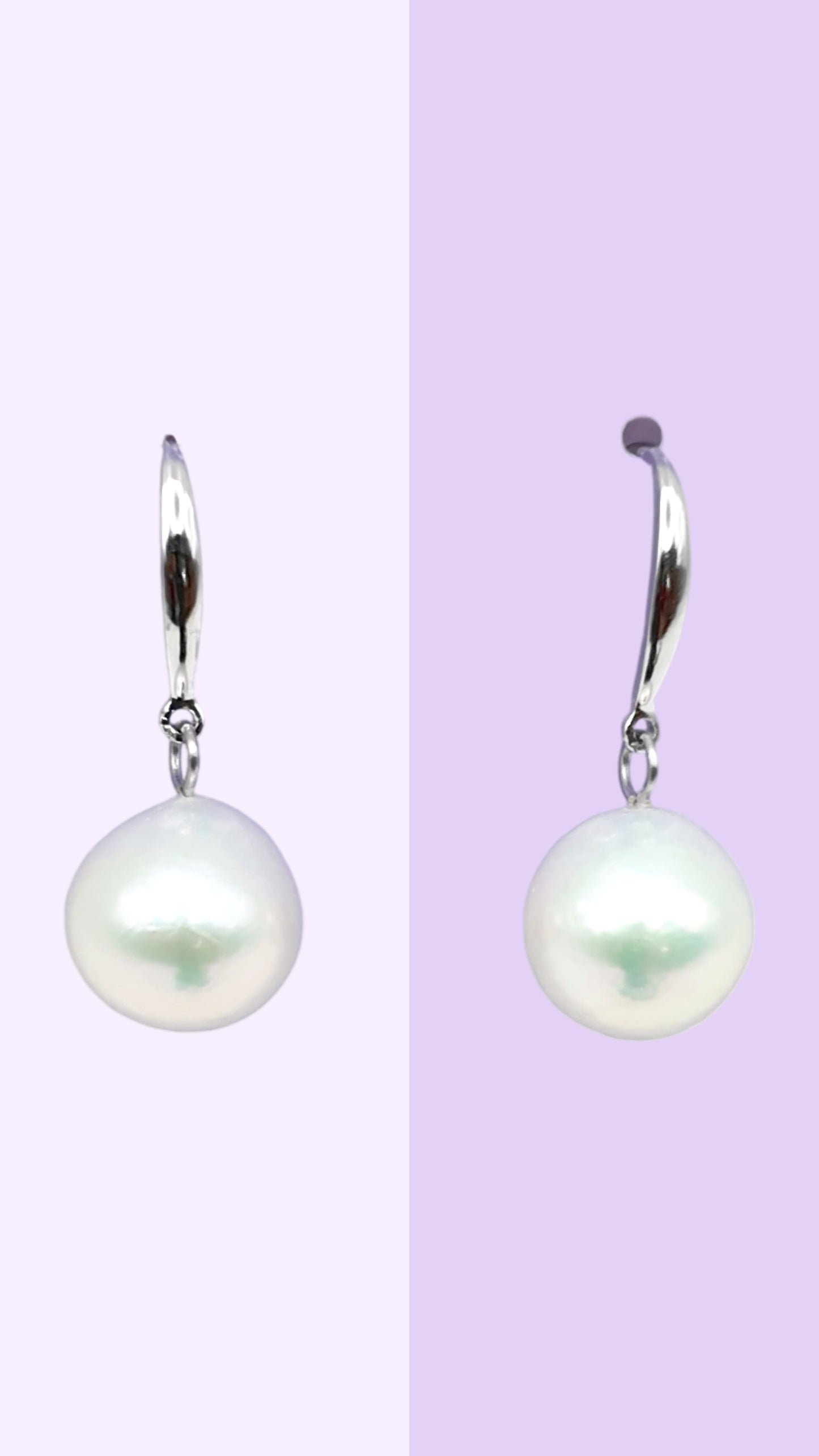 Curved Hook Pearl Drop Earrings – Solid Sterling Silver