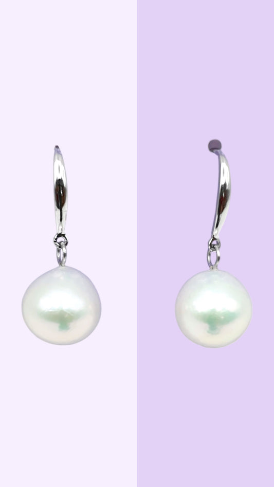 Curved Hook Pearl Drop Earrings – Solid Sterling Silver