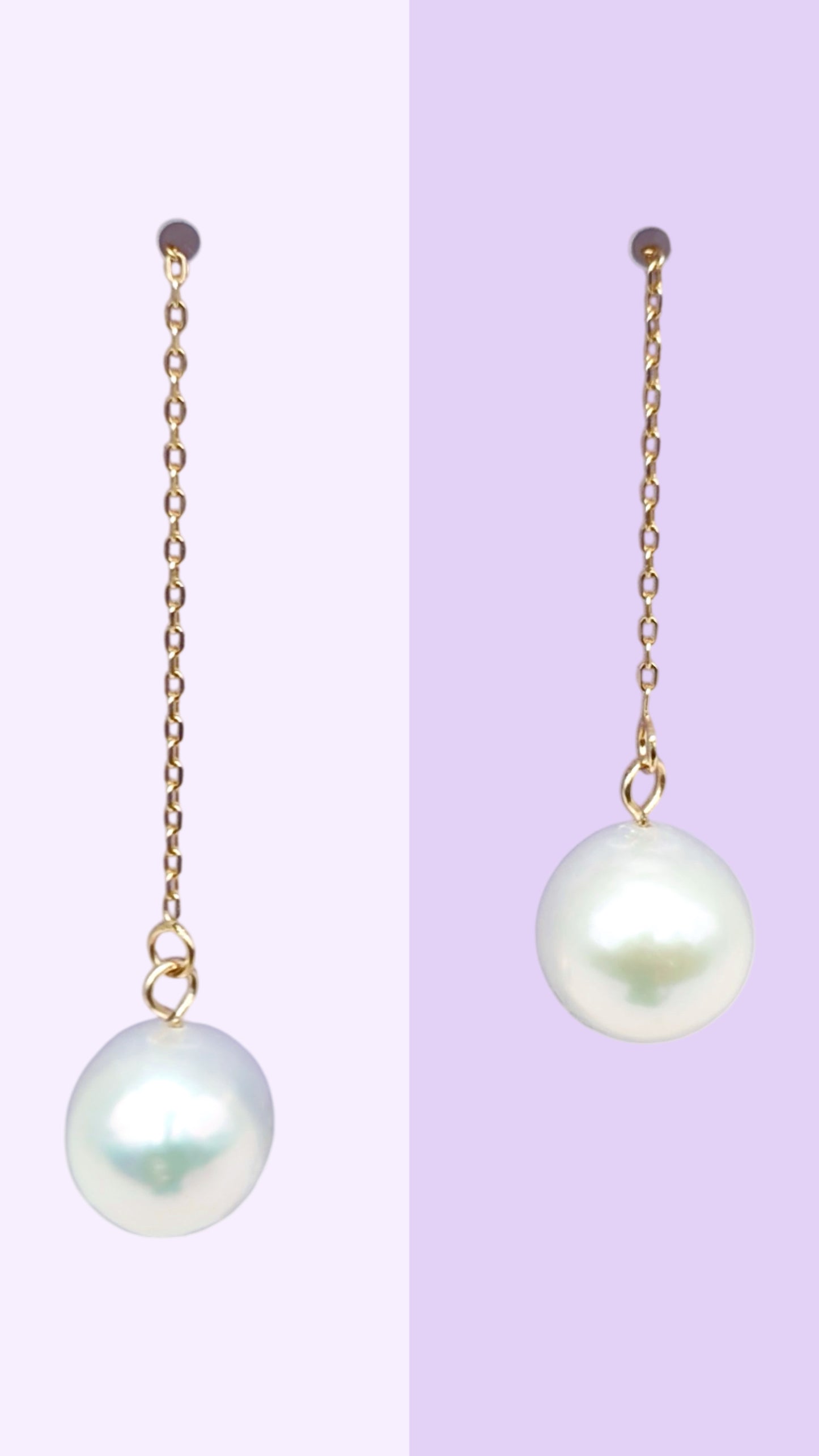 Fine Chain Pearl Drop Earrings – Solid Sterling Silver