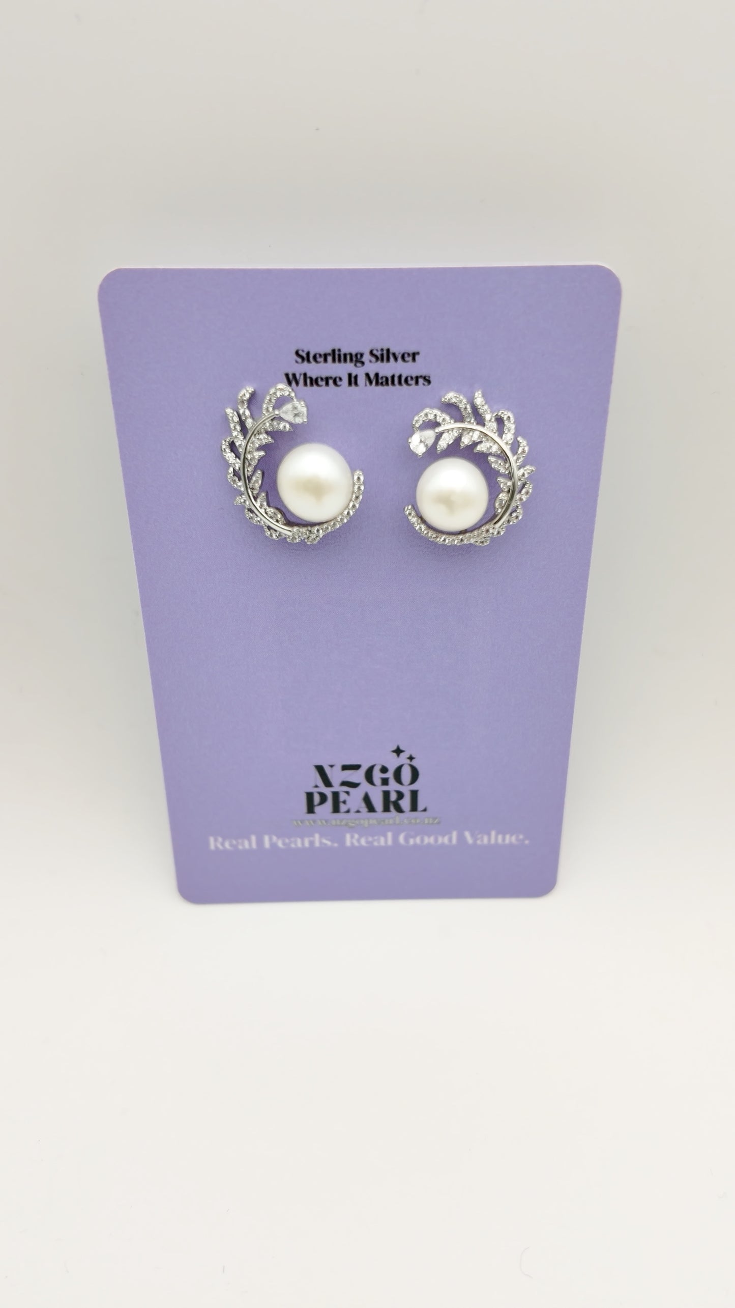 Silver Fern Pearl Studs