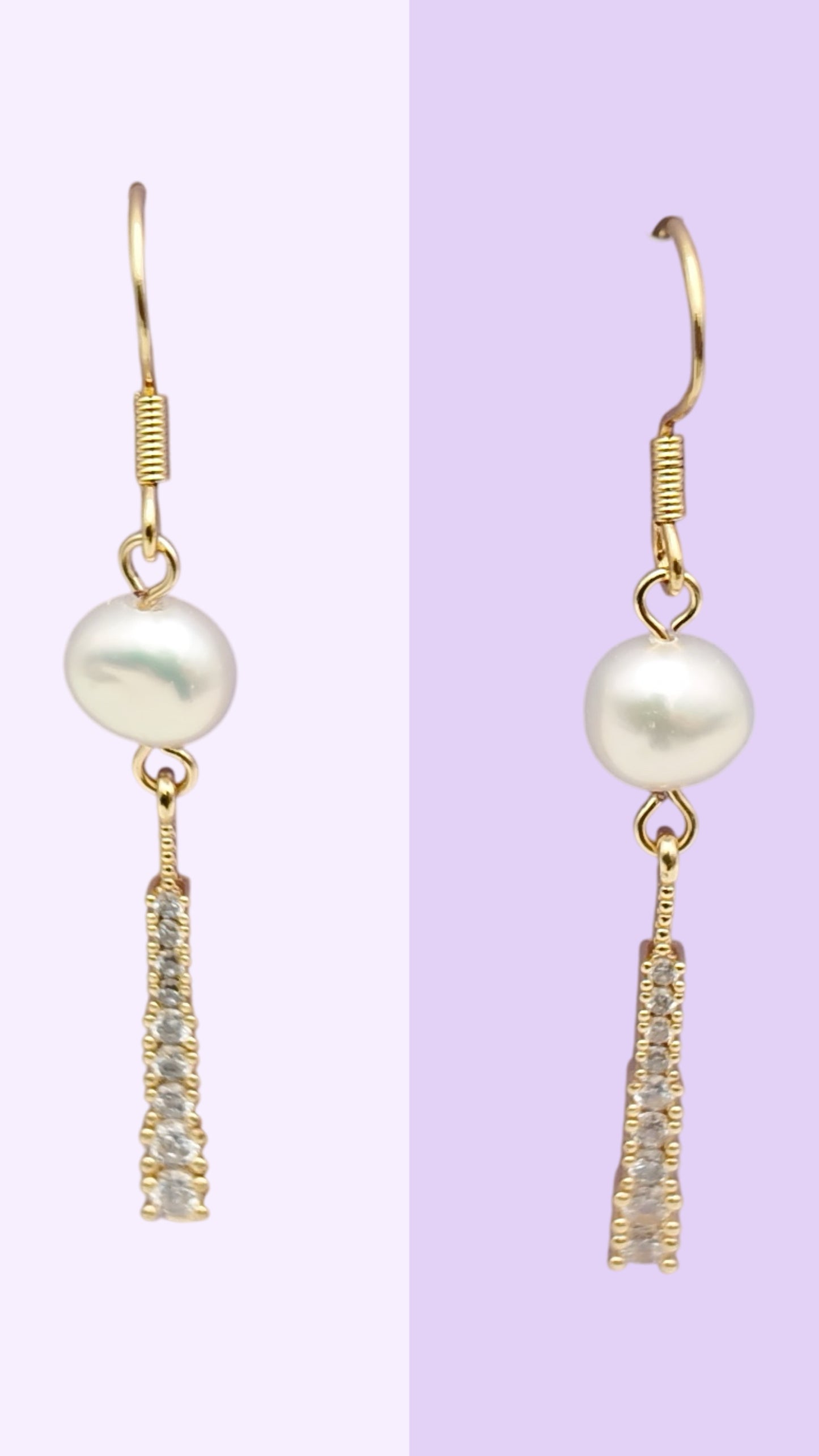 Crystal Drop Freshwater Pearl Earrings