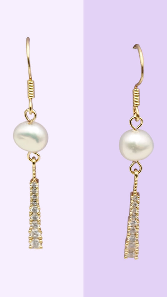 Crystal Drop Freshwater Pearl Earrings