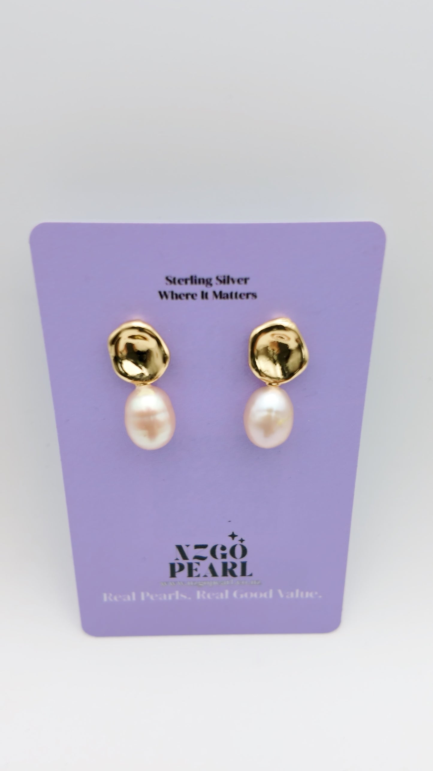 Organic Gold Pebble Pearl Studs