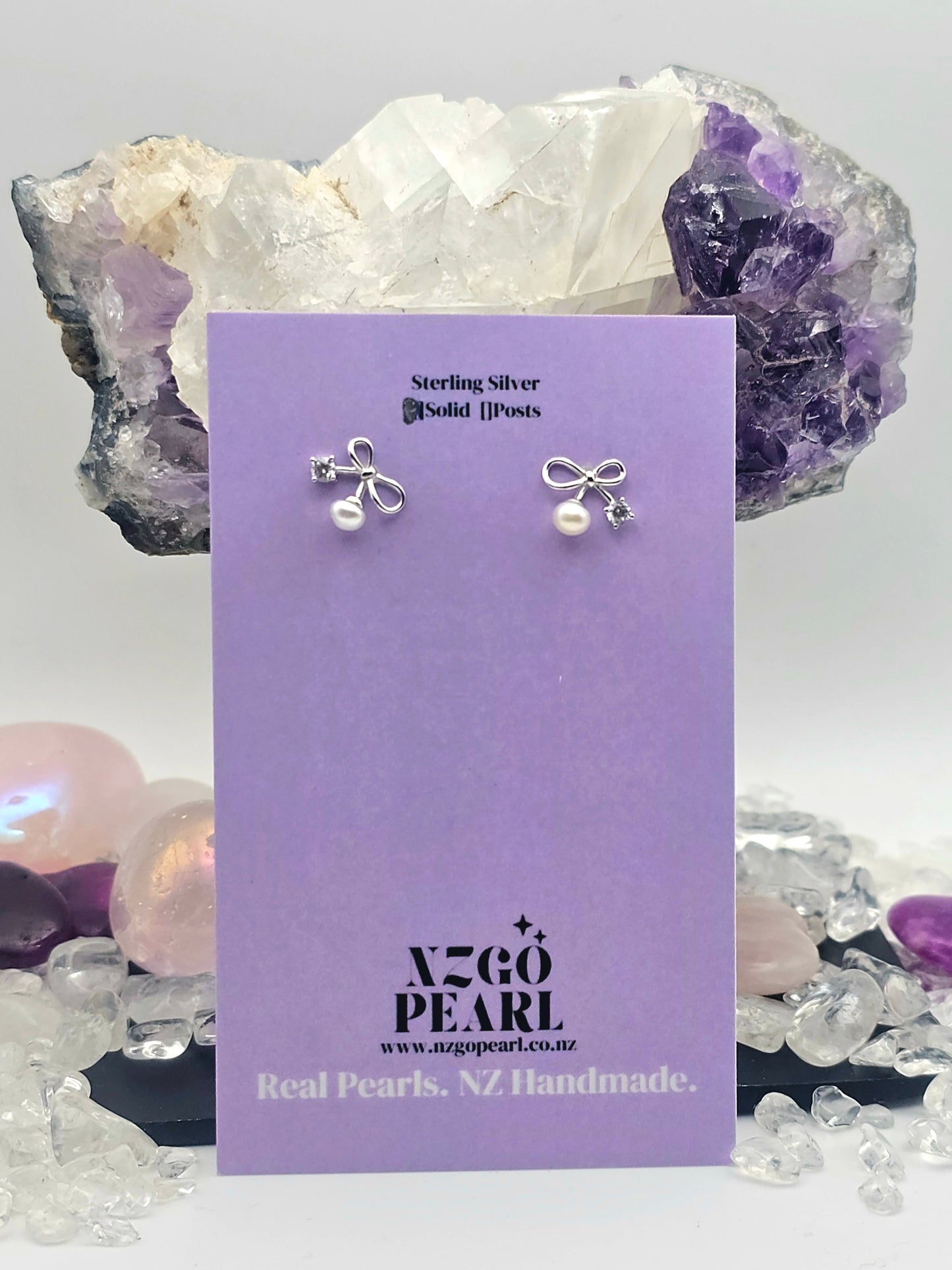 Sweet Simplicity Mini Bow Pearl Earrings