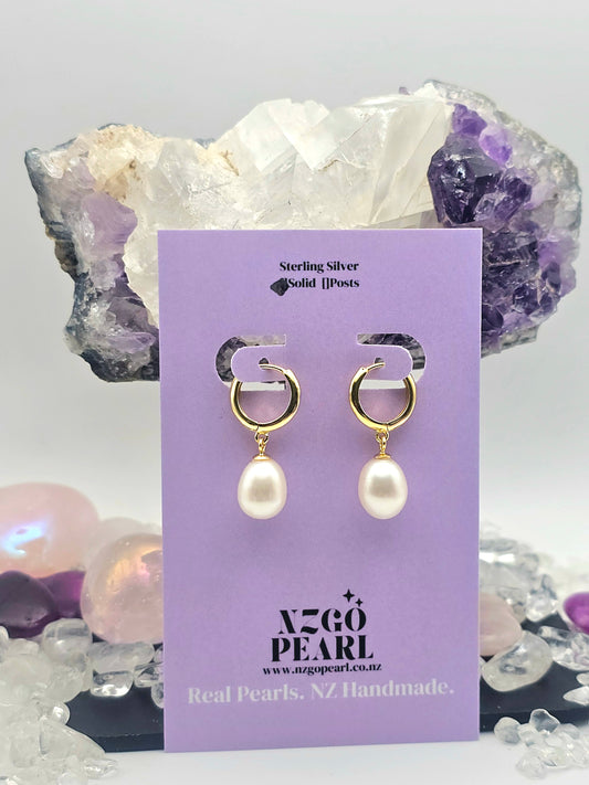 Everyday Elegance Classic Pearl Drop Hoops