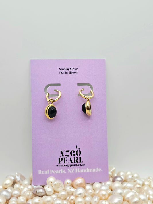 Obsidian Orbit Drop Earrings