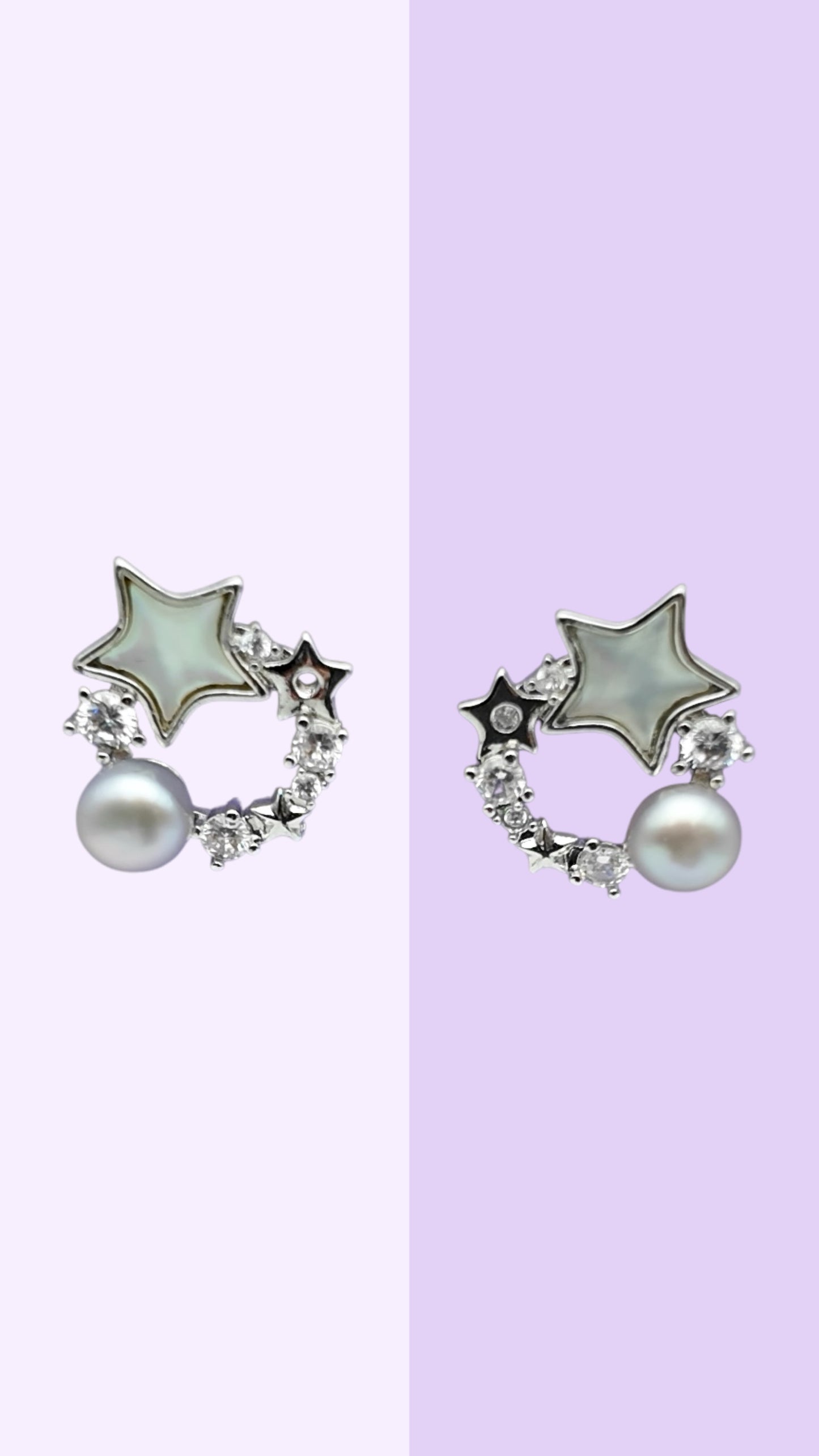 Starlight Halo Pearl Stud Earrings