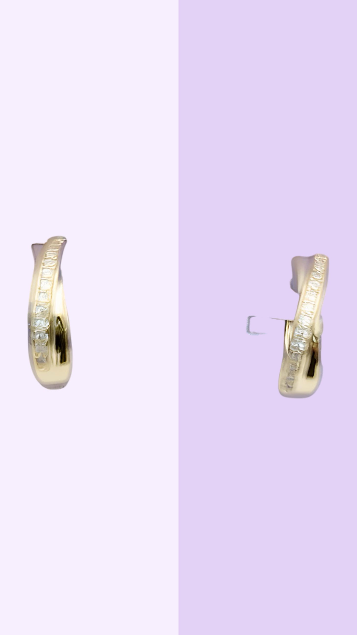 Gold Wave Huggies with CZ Accents