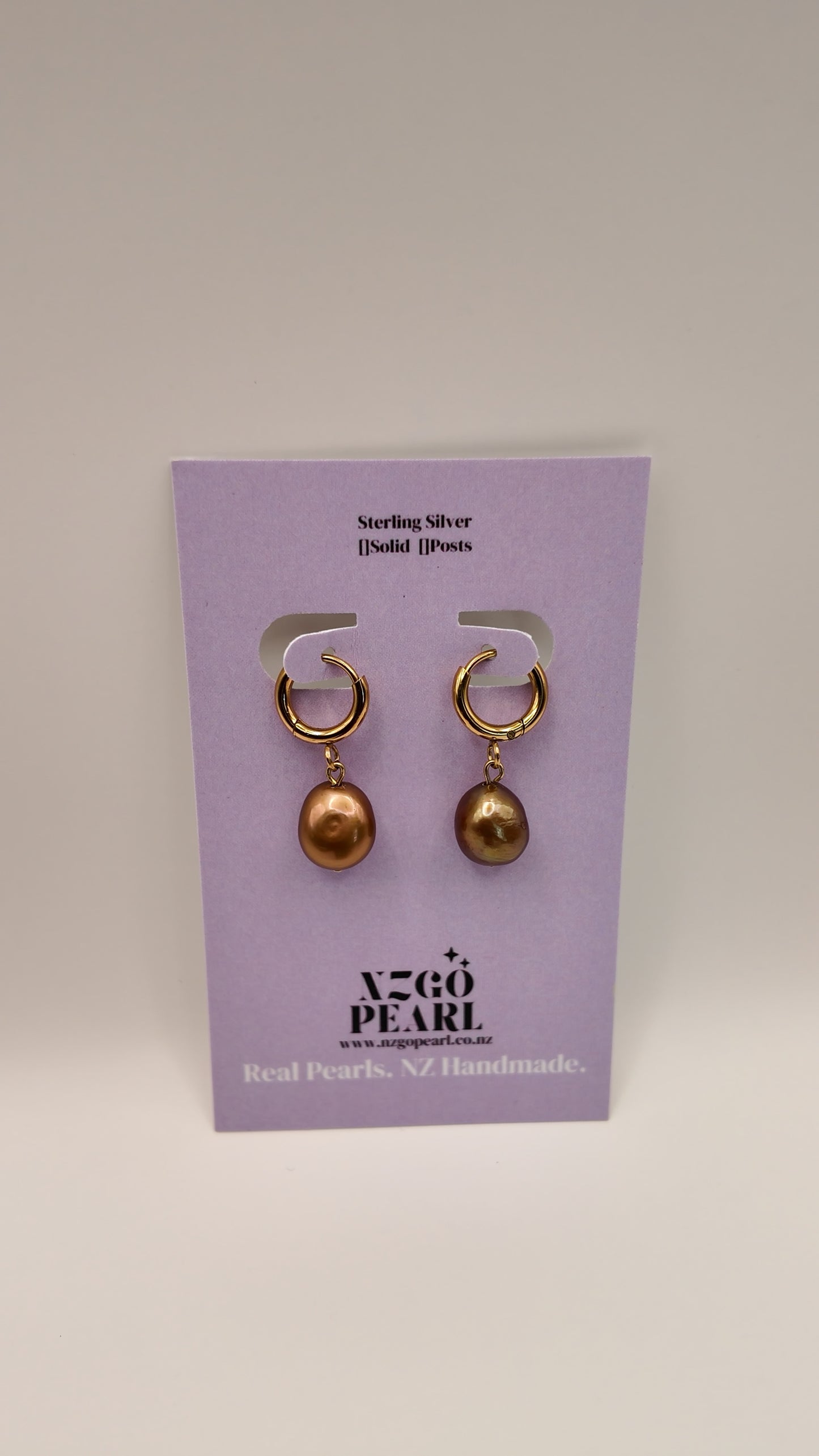 Golden Chocolate Baroque Pearl Hoop Earrings