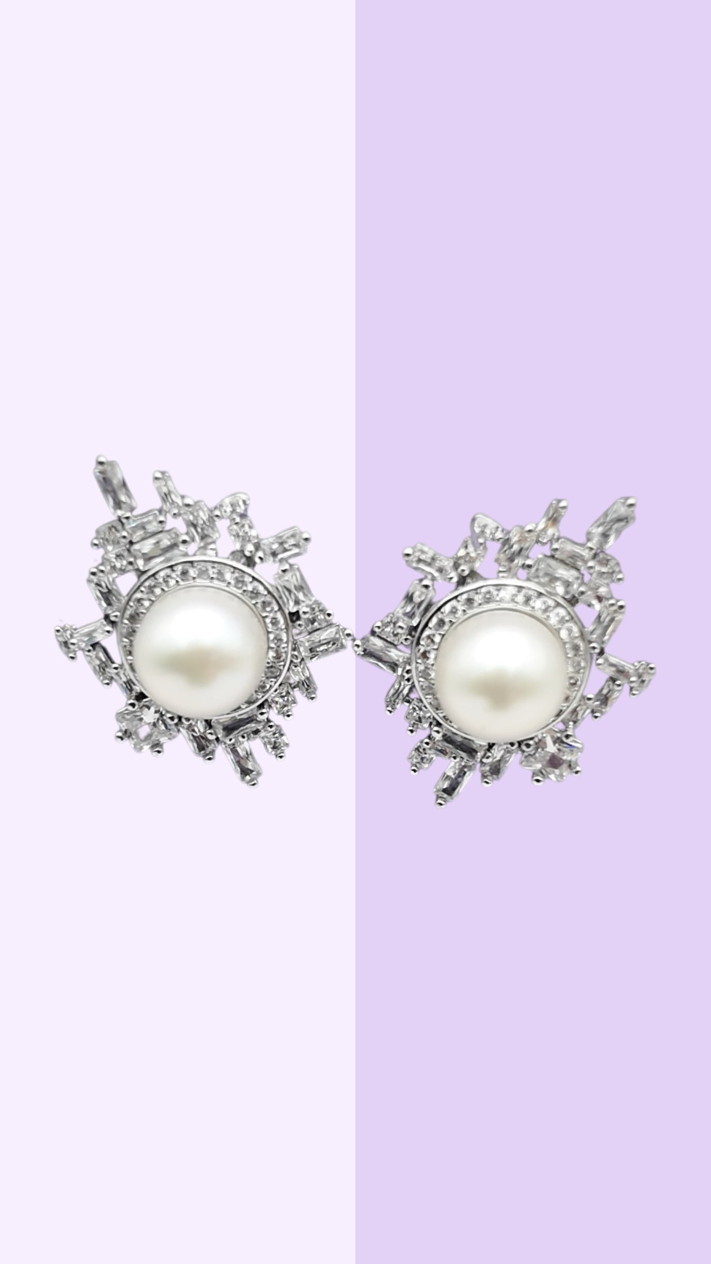 Snowflake Halo Pearl Earrings