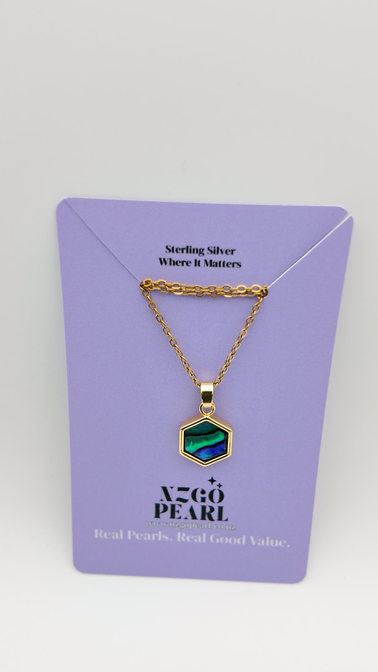 Hexagon Paua Shell Pendant