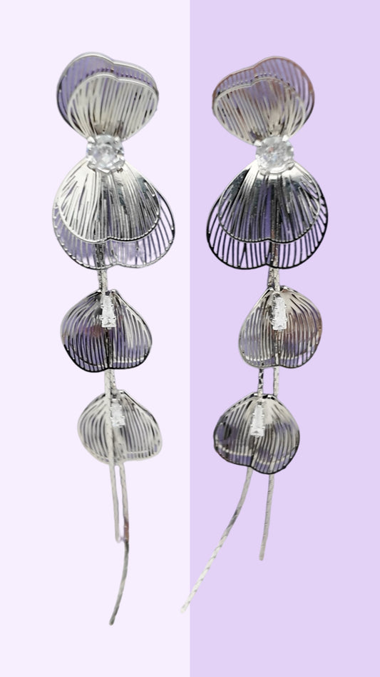 Silver Cascade Petal Earrings