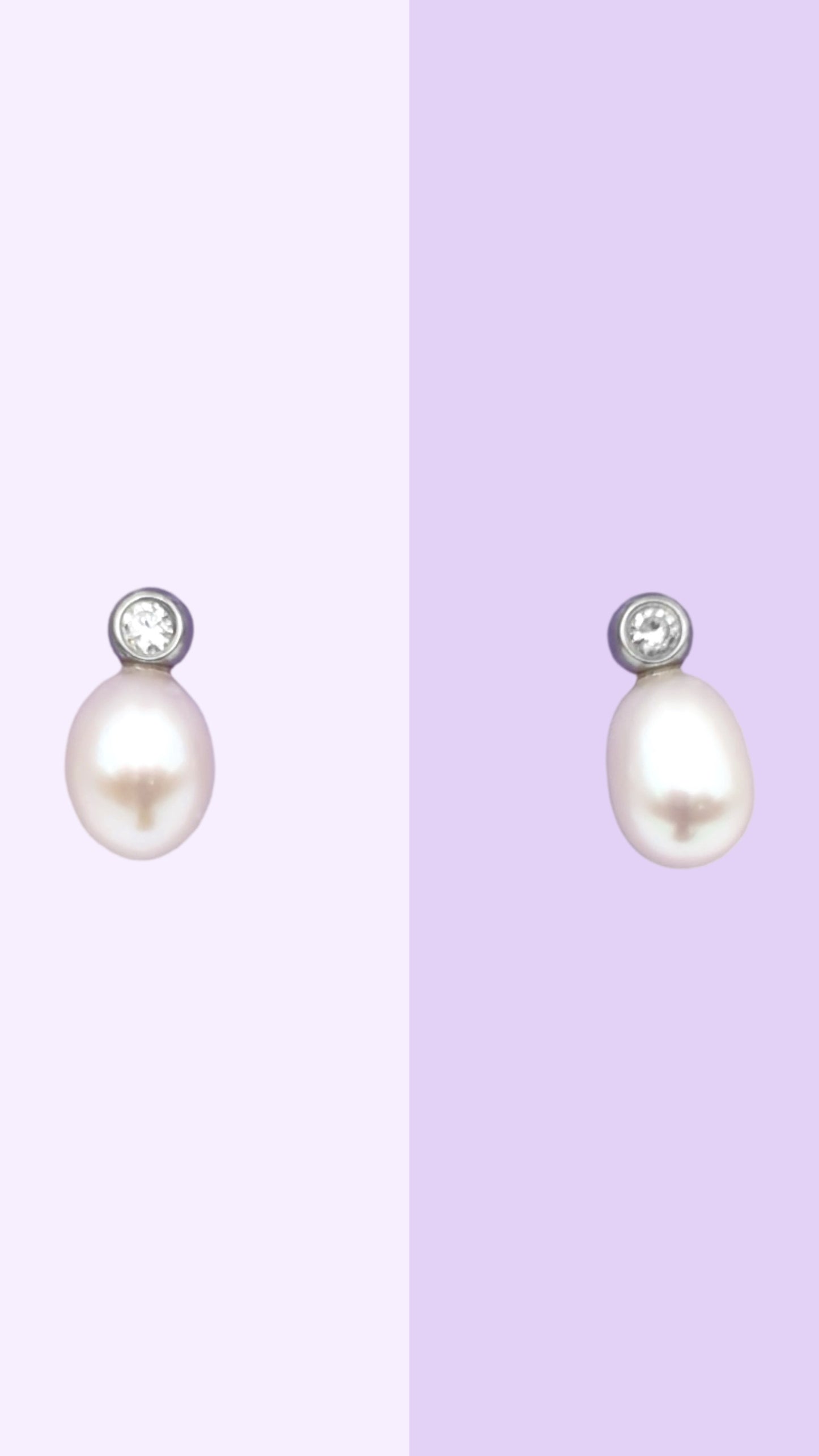 Sterling Silver CZ Pearl Stud Earrings