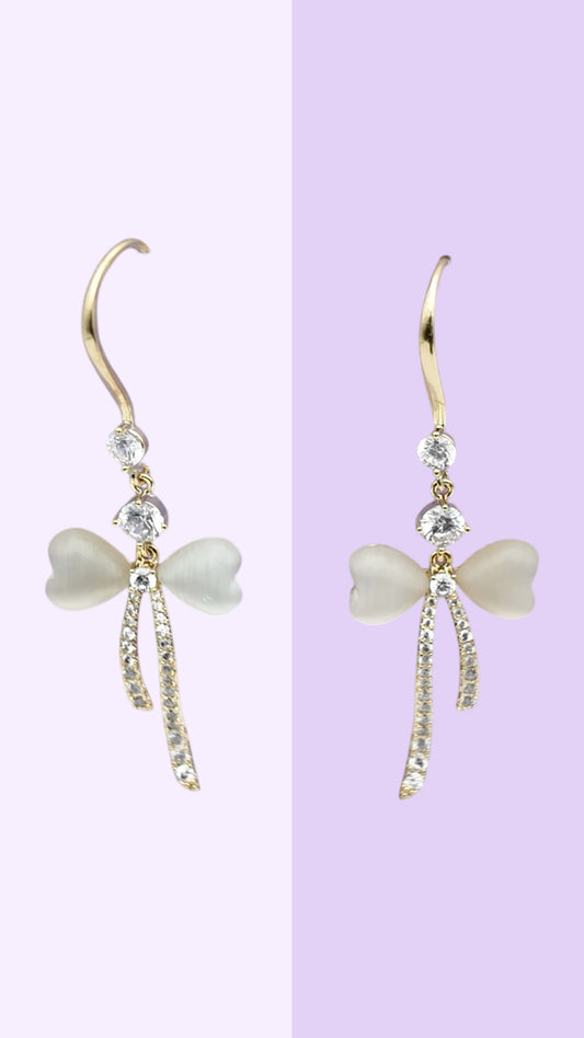 Mother-of-Pearl Bow Drop Earrings