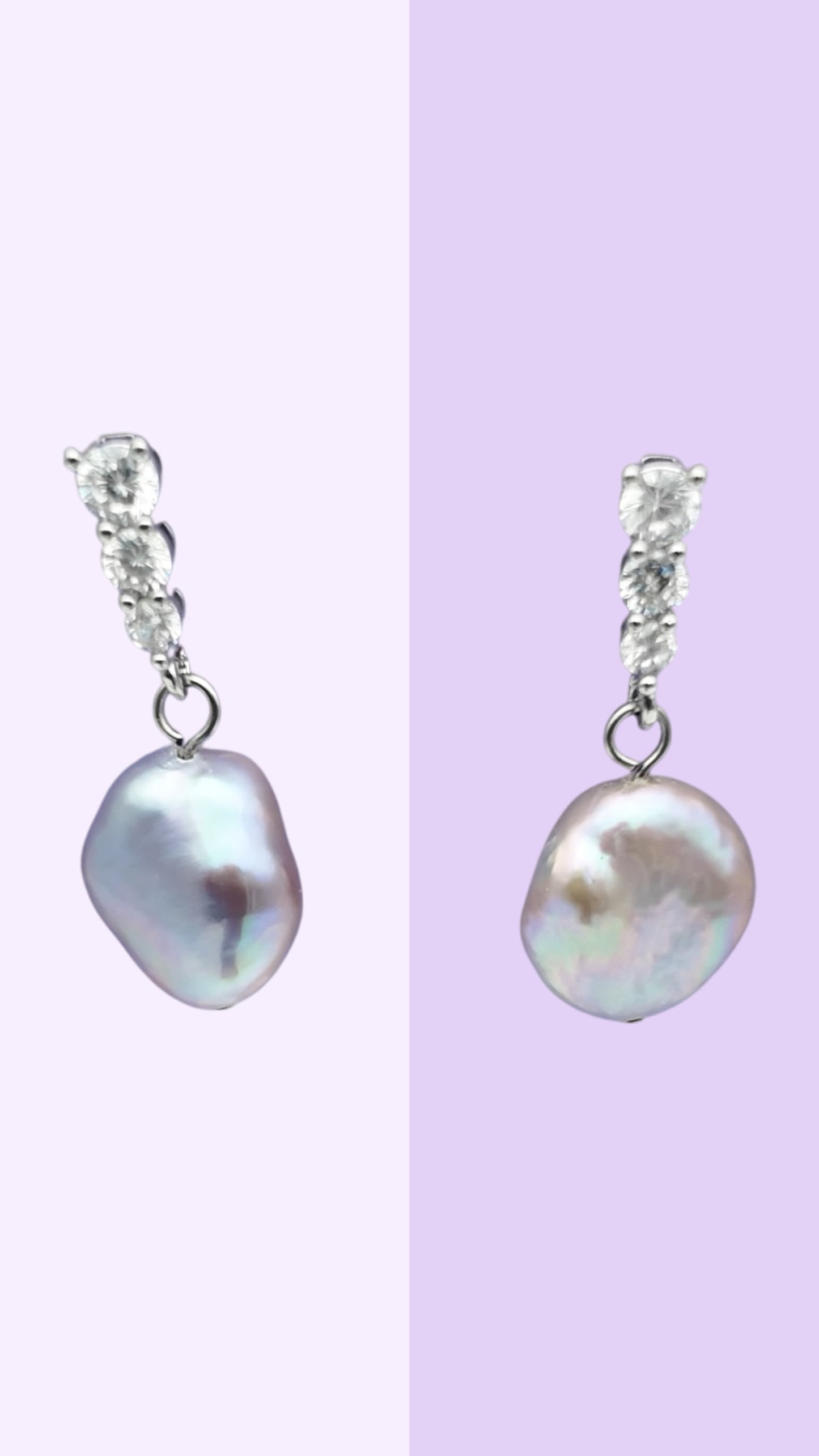 Pinkish Purple Baroque Pearl Drop Earrings