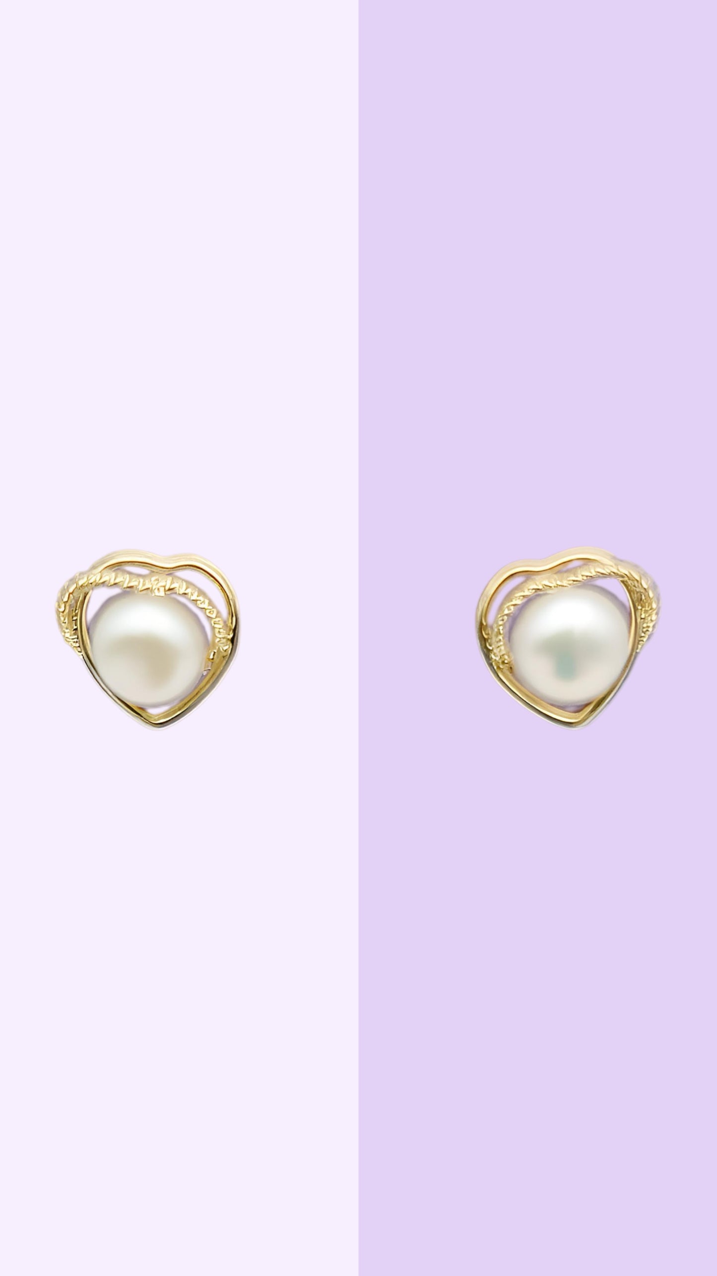 Golden Heart Pearl Studs