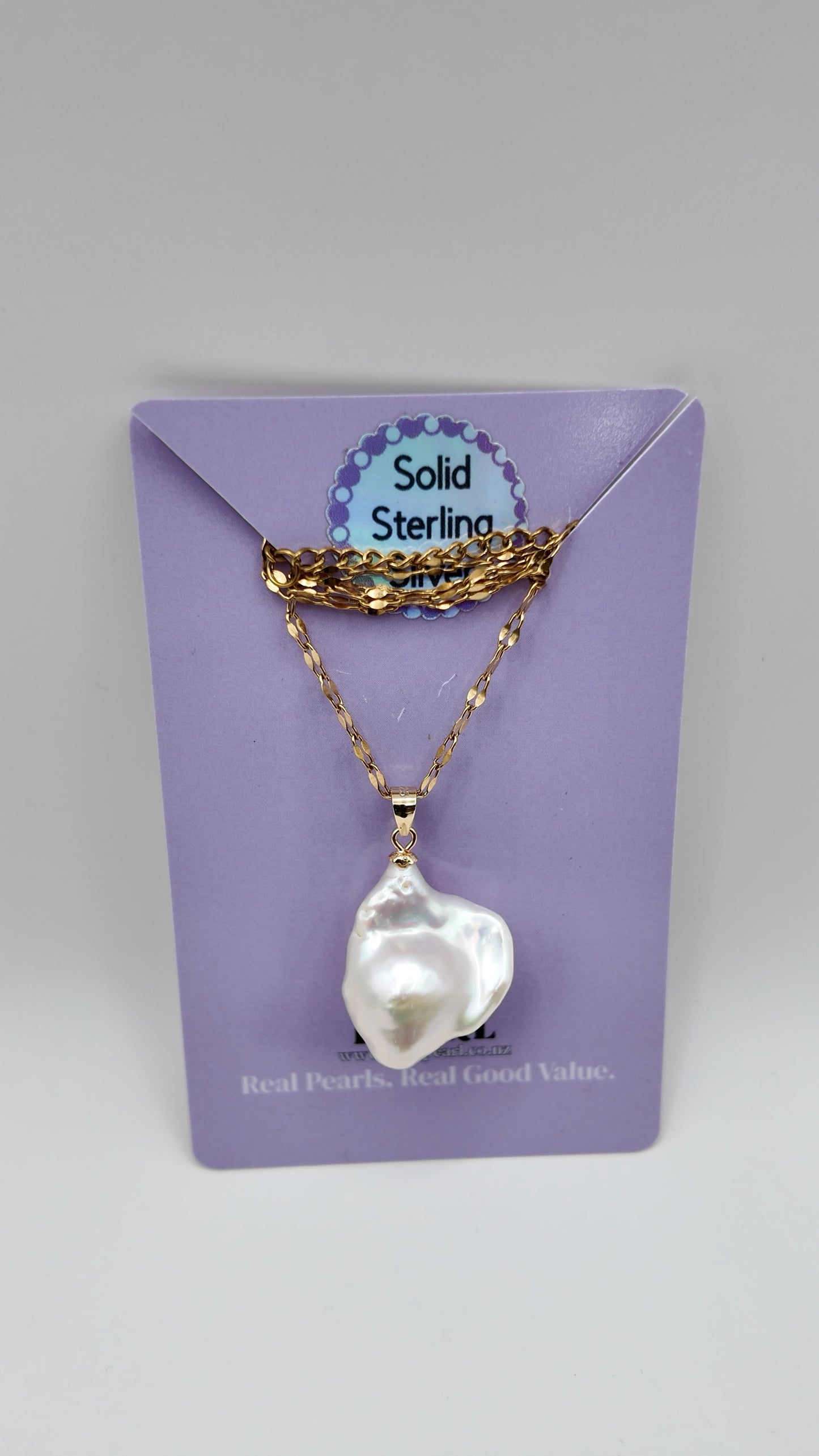 Baroque Pearl Pendant Necklace with Gold Chain