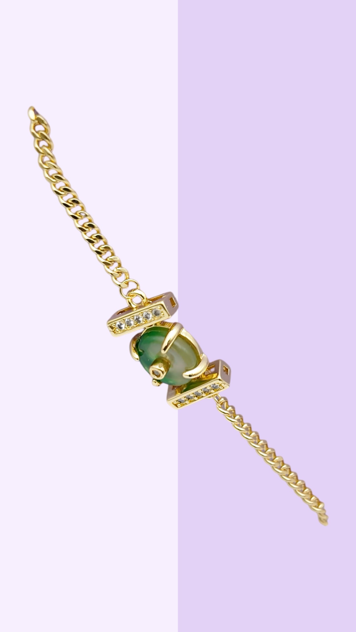 Green Jade Donut Chain Bracelet