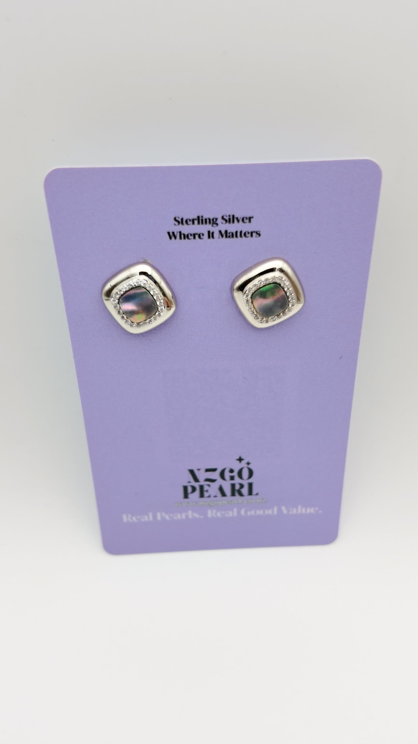 Square Paua Shell Stud Earrings