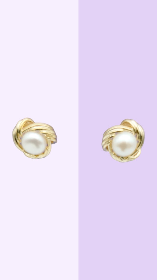 Classic Pearl Knot Studs — Gold