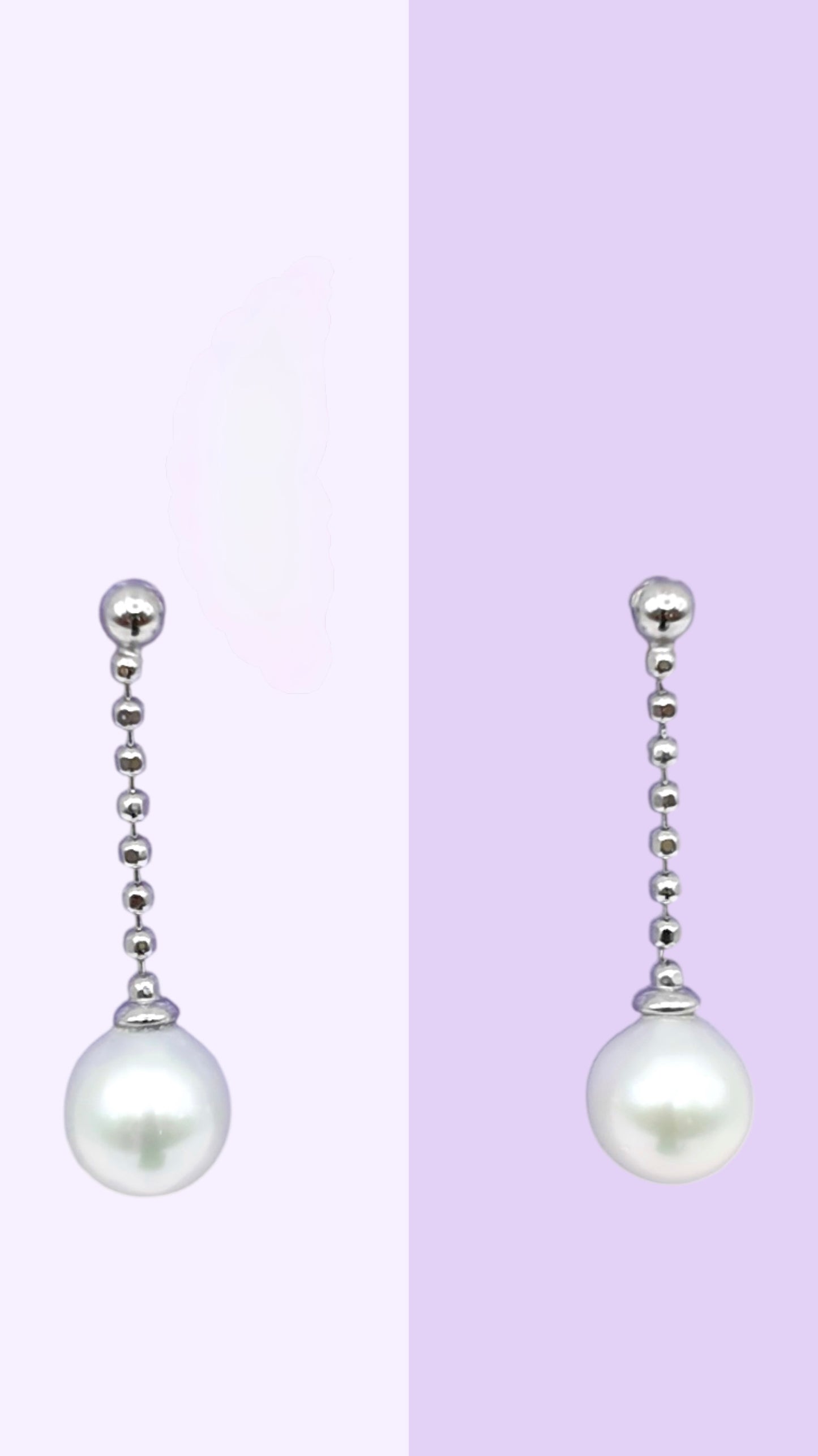 Sterling Silver Bead Chain Pearl Drop Earrings