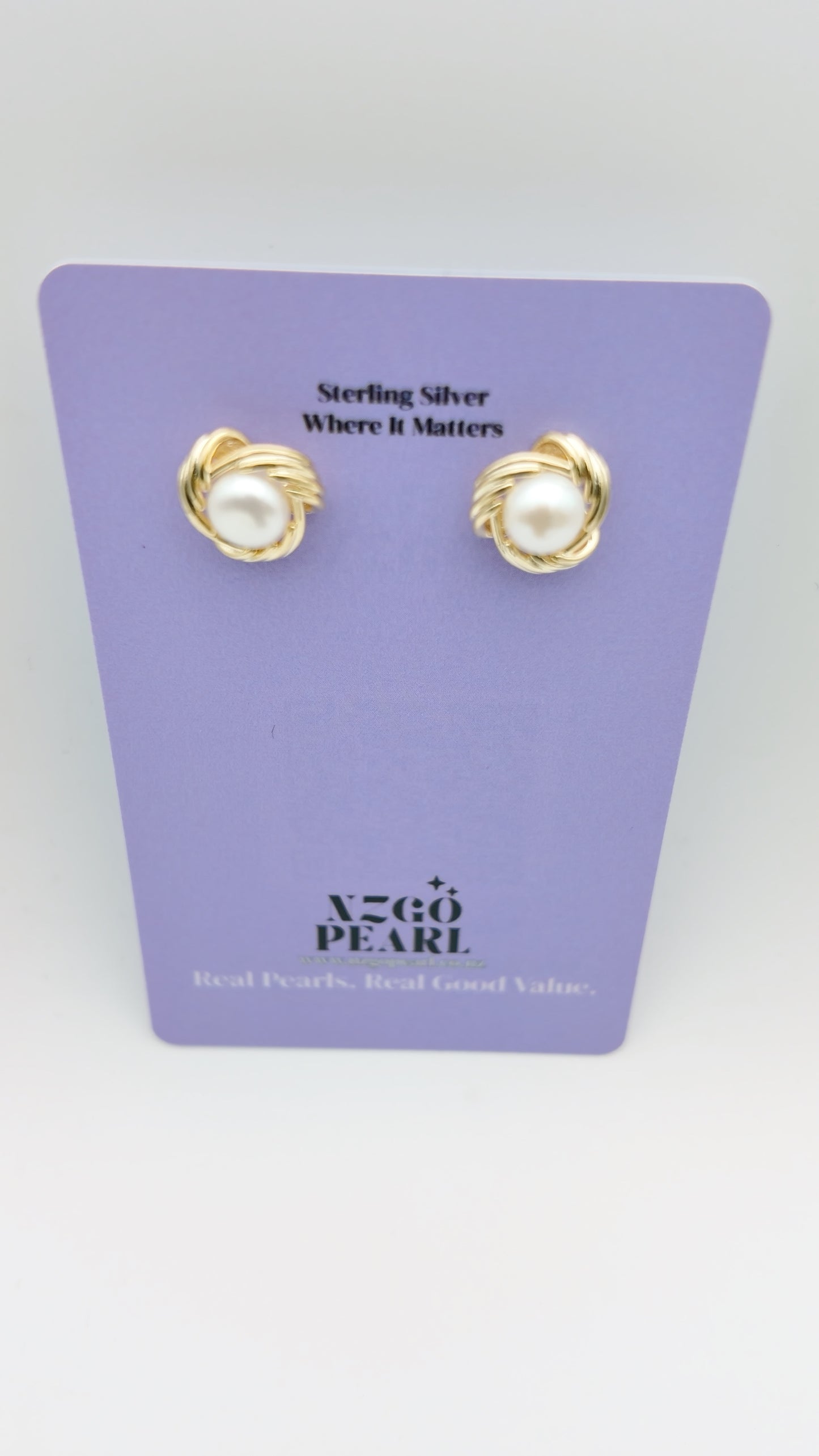 Classic Pearl Knot Studs — Gold