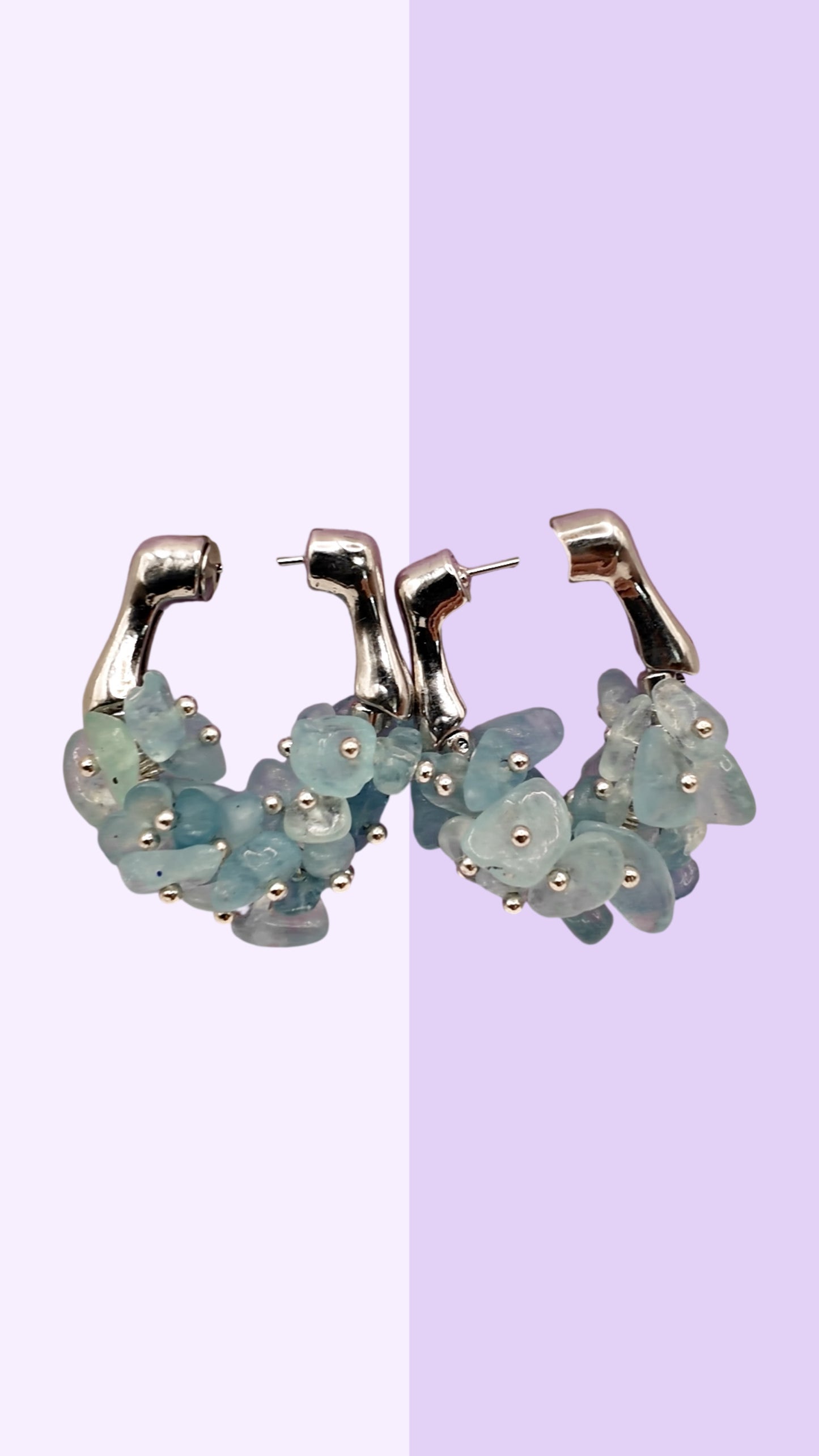 Aquamarine Chip Hoop Earrings