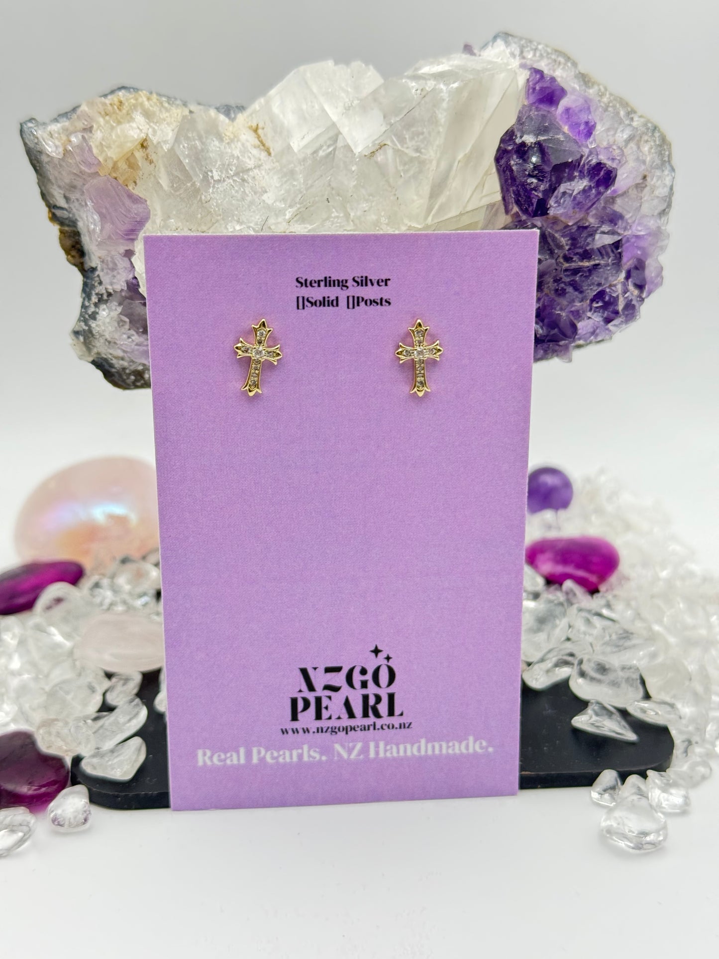 Mini Cross Studs – Solid Sterling Silver