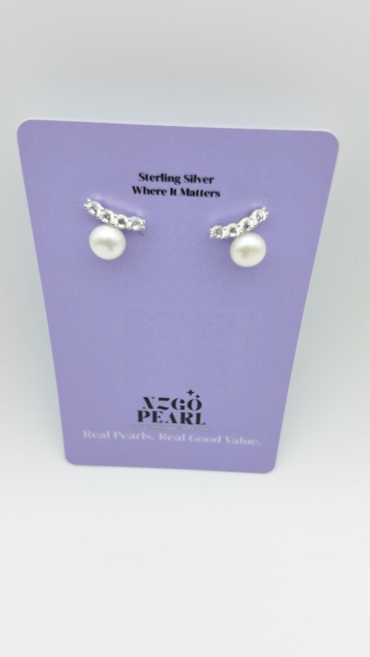 Organic Branch Pearl Studs — Silver