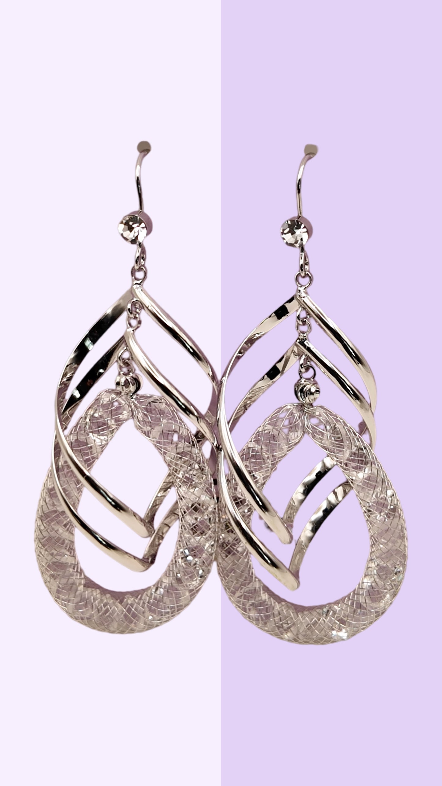 Crystal Mesh Teardrop Statement Earrings