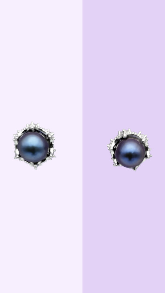 Dark Purple Sheen Pearl Studs
