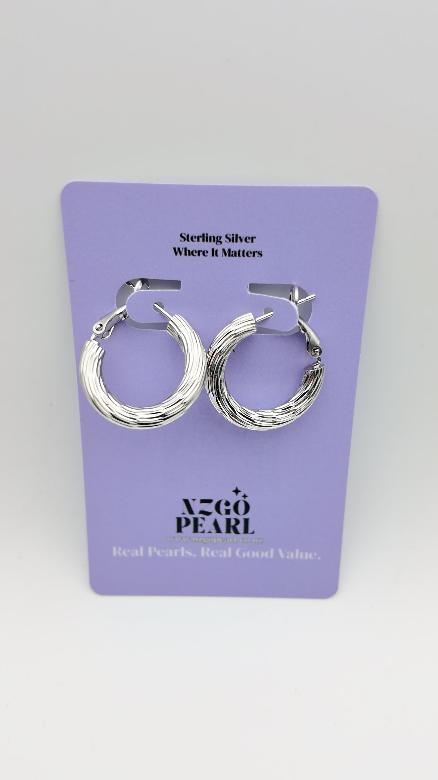 Textured Silver Hoop Earrings