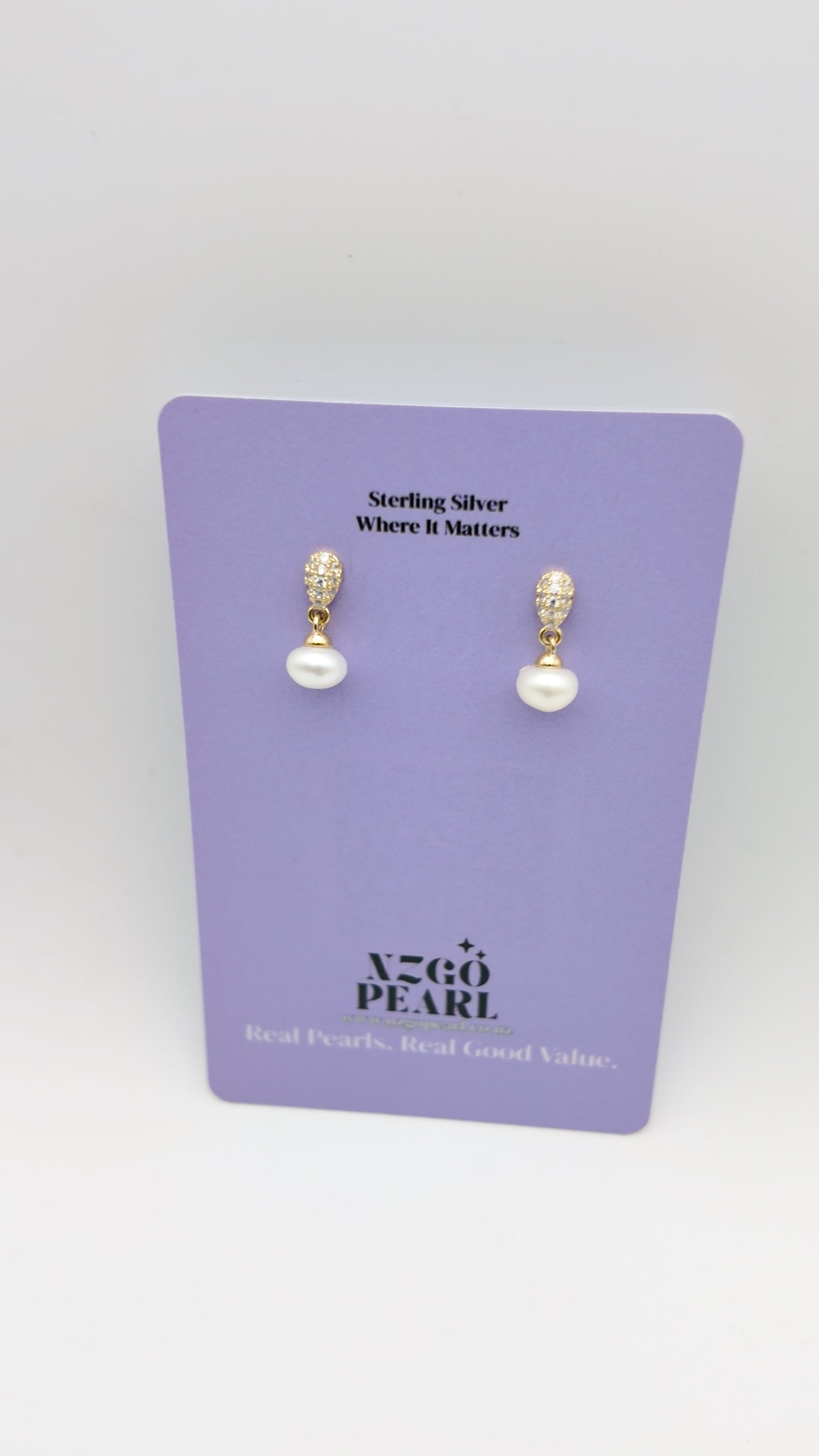 Crystal Drop Pearl Studs