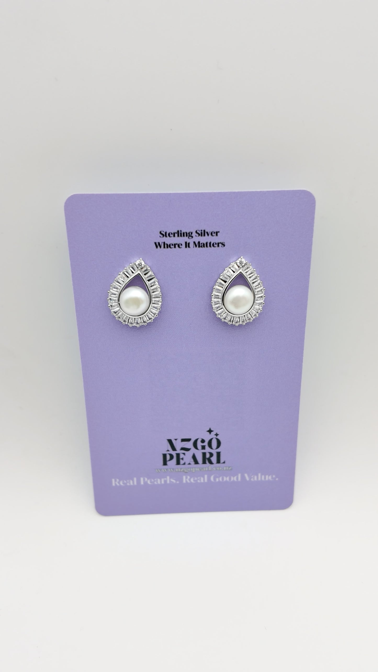 Teardrop Halo Pearl Studs