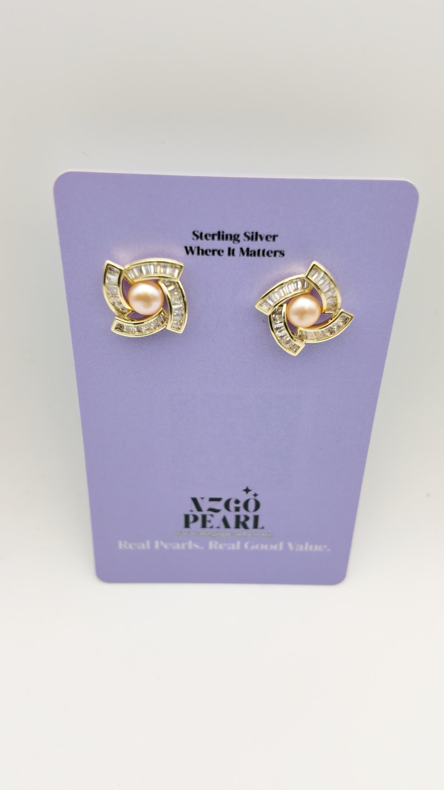 Golden Swirl Champagne Pearl Studs