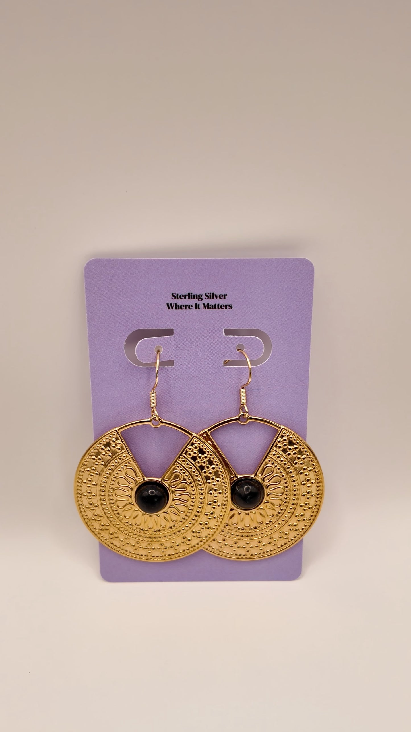 Textured Fan Disc Drop Earrings