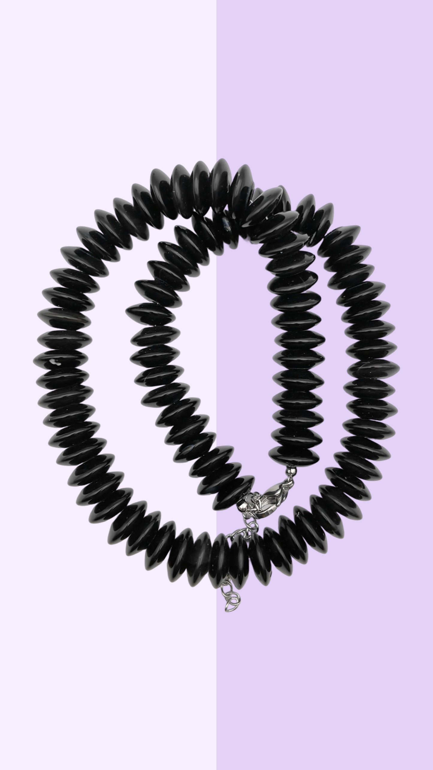 Black Onyx Disc Beaded Necklace
