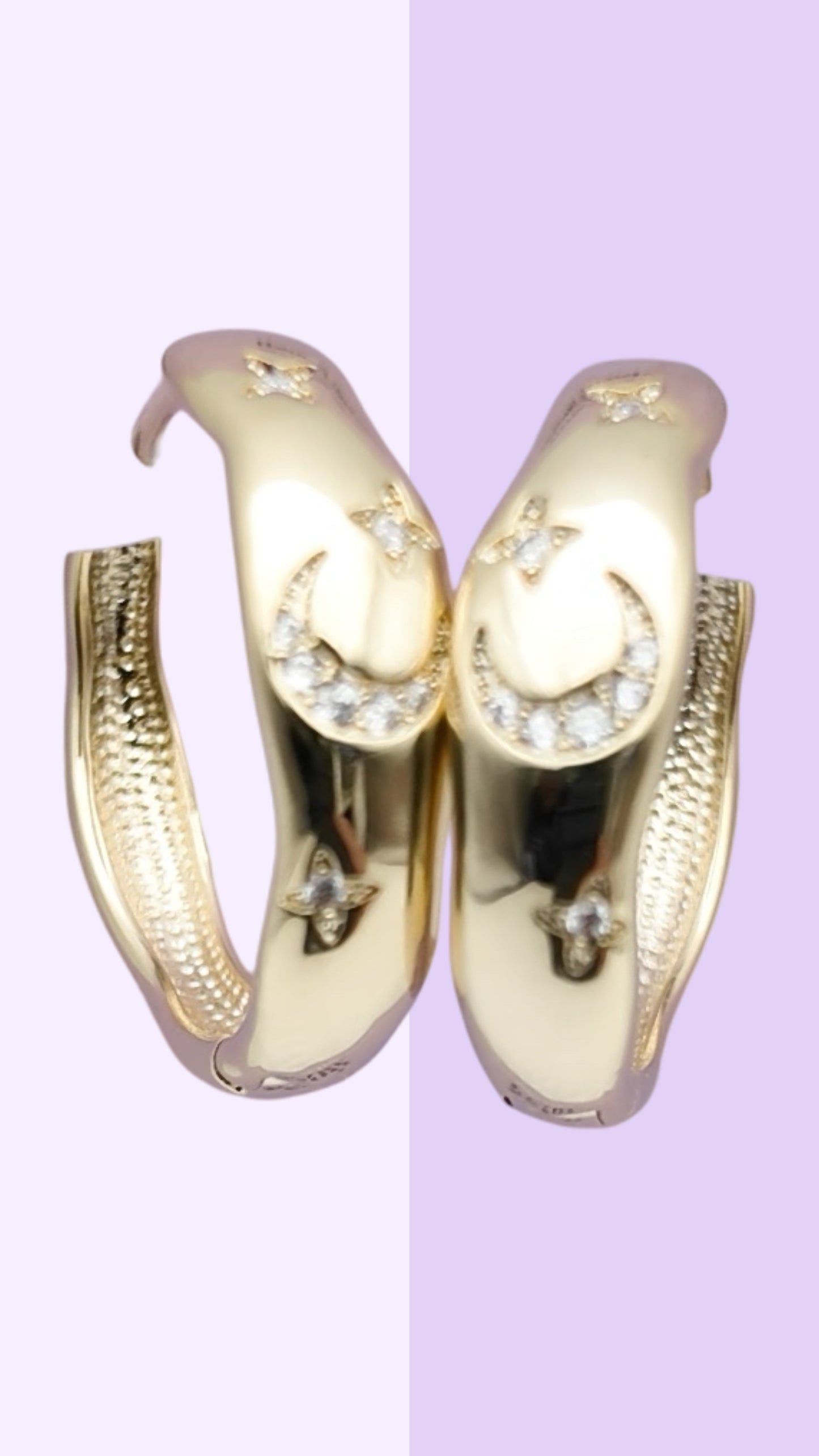 Moon & Star Gold Hoop Earrings